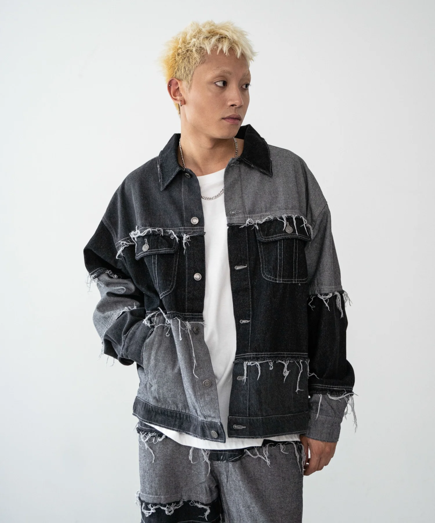 クレイジーパターンデニムジャケット - Image 4