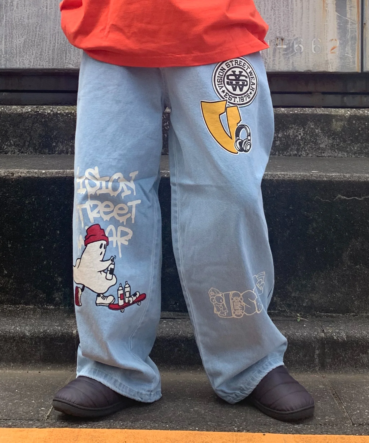 VISION ゴーストプリントデニムパンツ