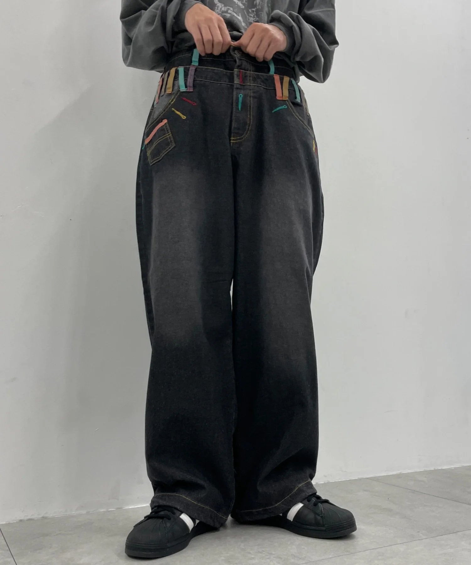 ダブルウエストバギーデニムパンツ - Image 3