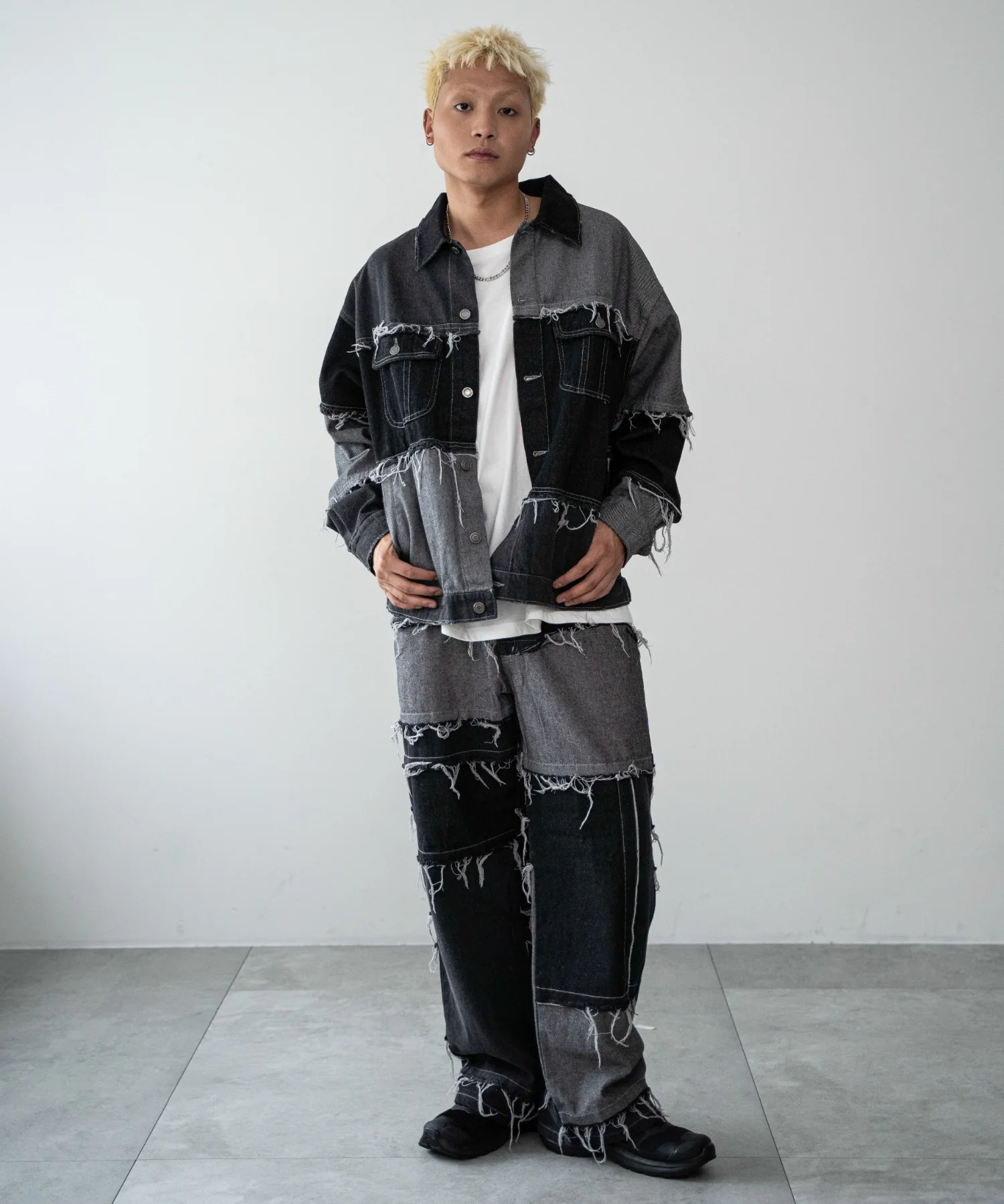 ワイドクレイジーパターンデニムパンツ - Image 2