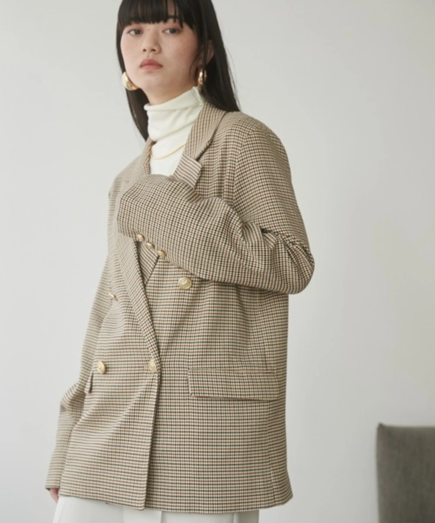 金ボタンダブルブレザージャケット - Image 3