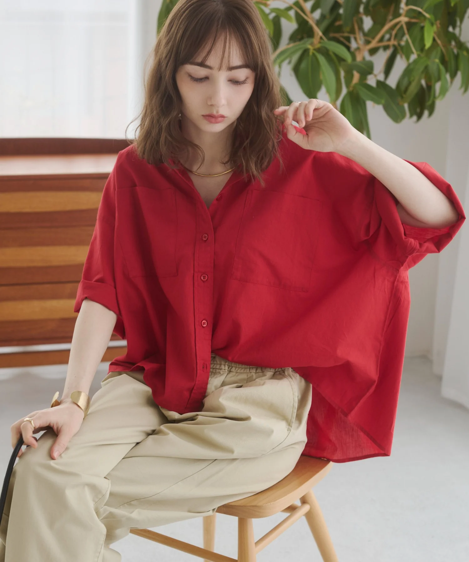 キャンブリックボイルオーバー半袖シャツ - Image 4