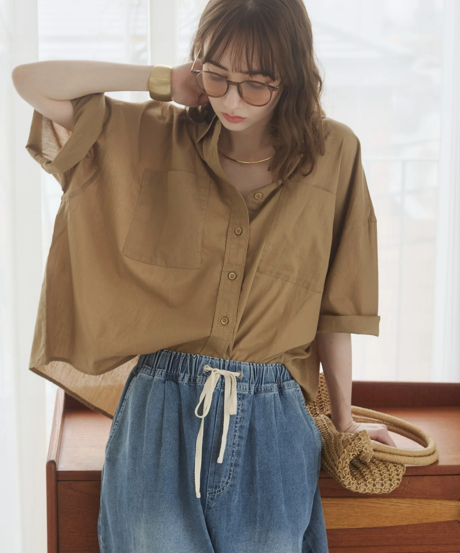 キャンブリックボイルオーバー半袖シャツ - Image 5