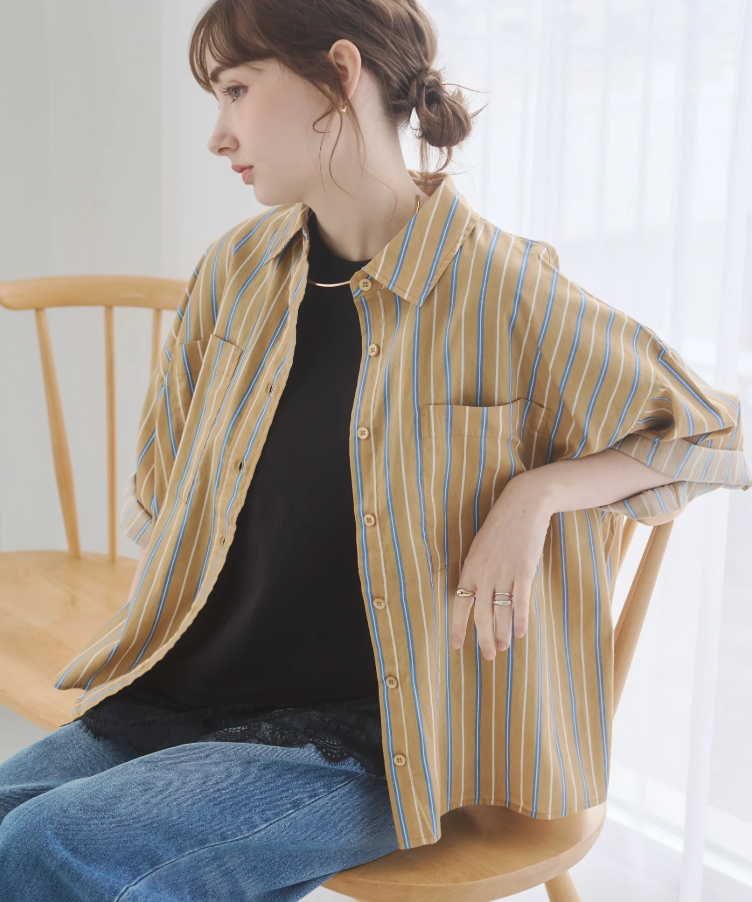 キャンブリックボイルオーバー半袖シャツ - Image 9