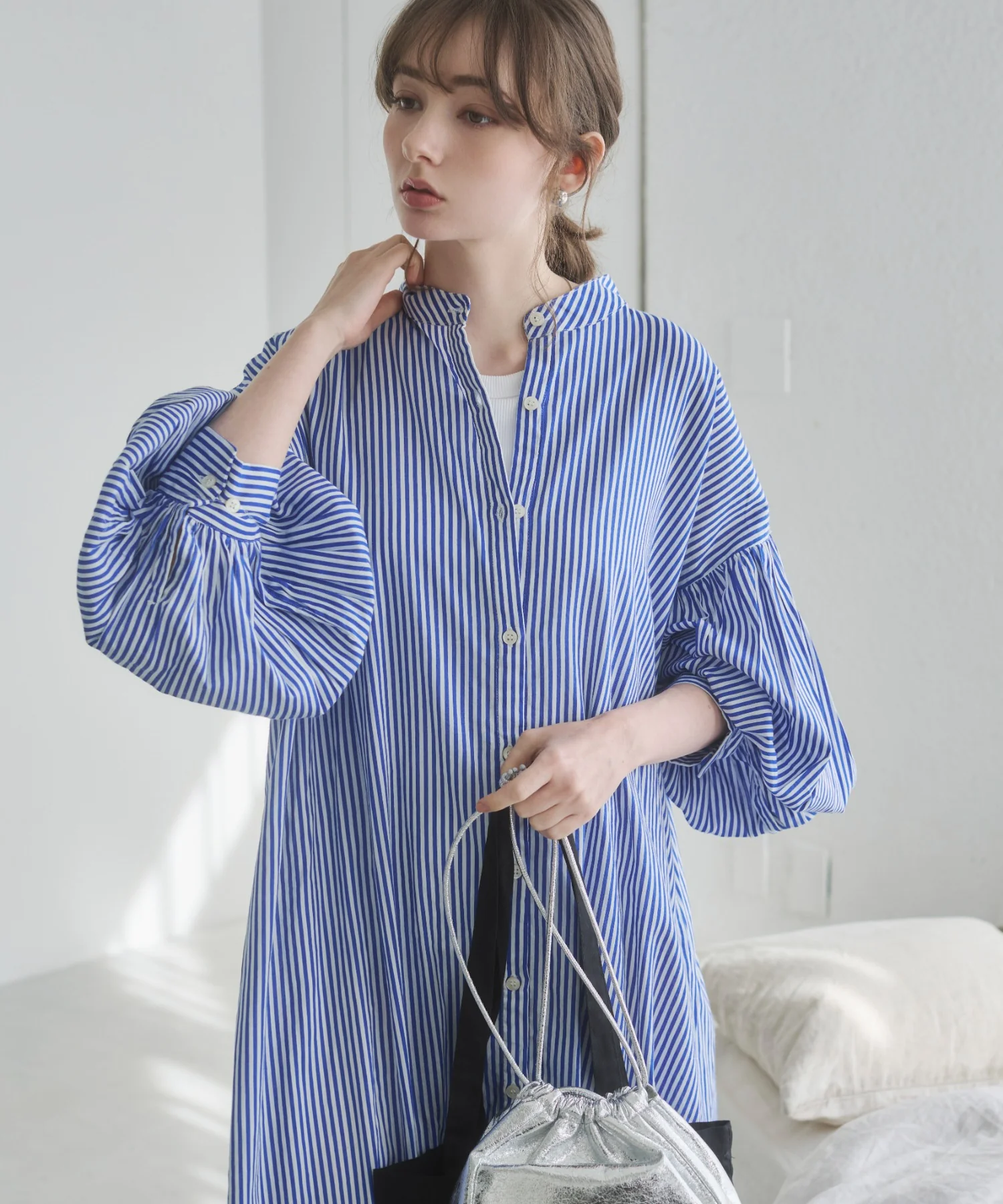 ギャザースリーブシャツワンピース - Image 17
