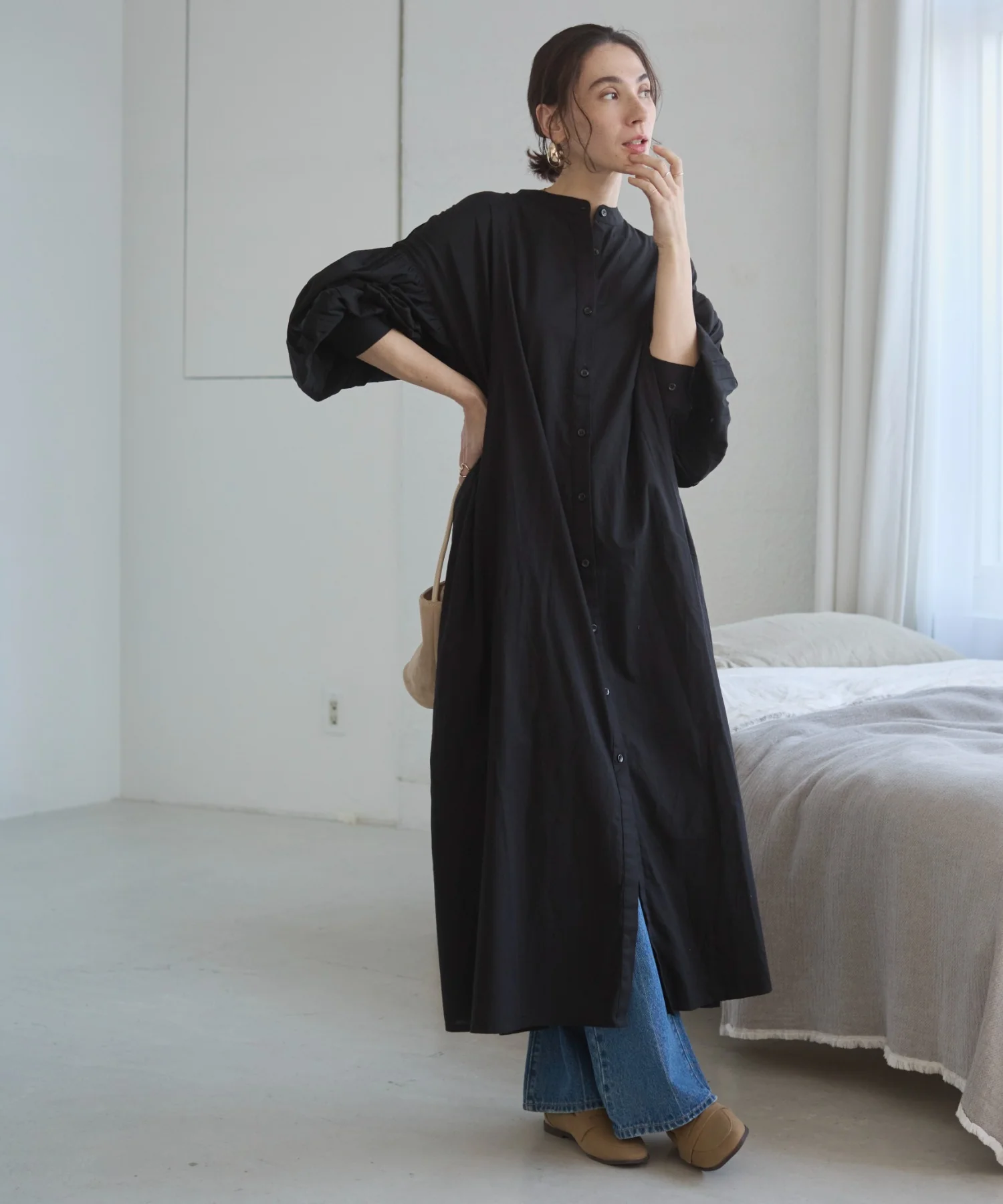 ギャザースリーブシャツワンピース - Image 30