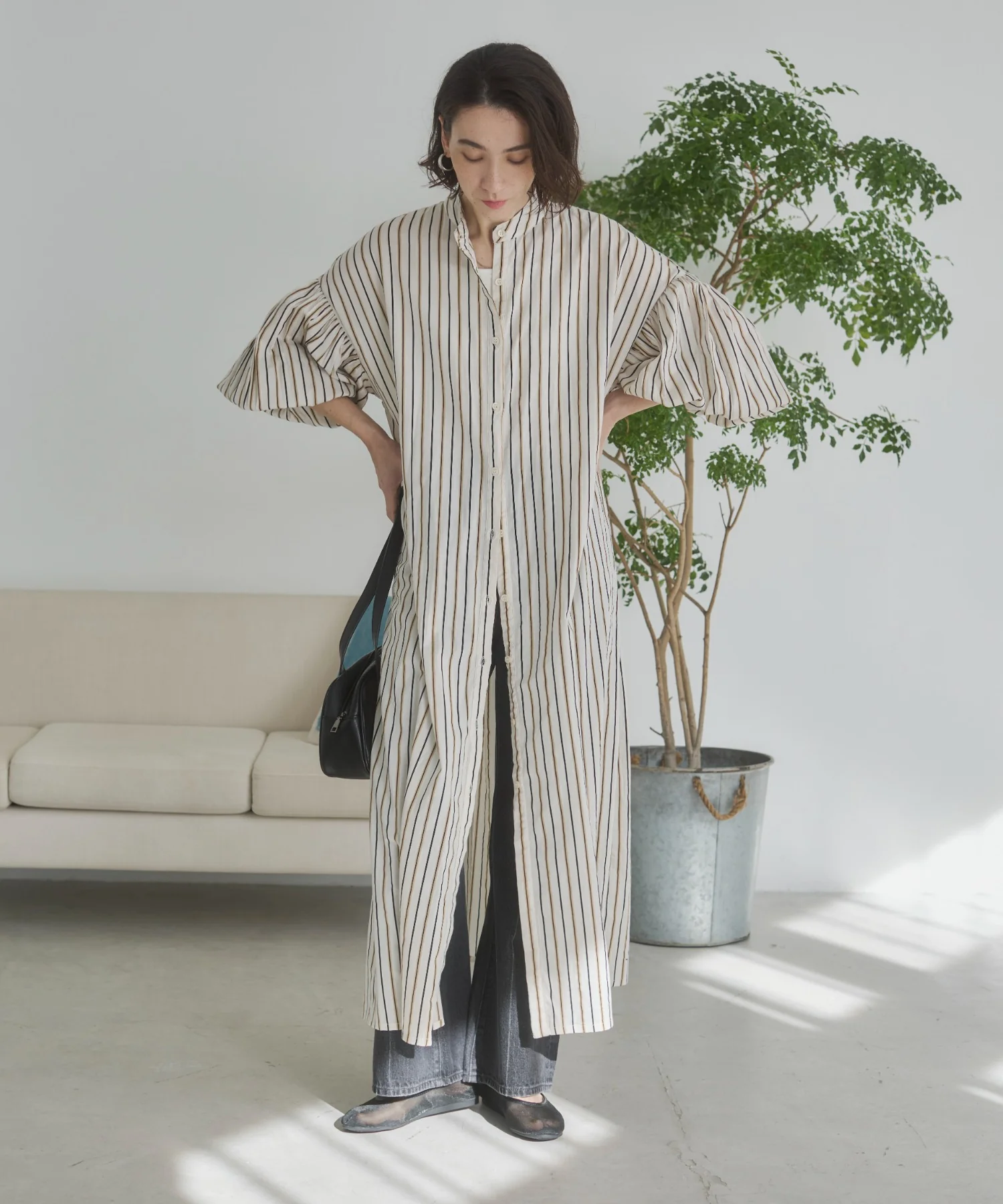 ギャザースリーブシャツワンピース - Image 39