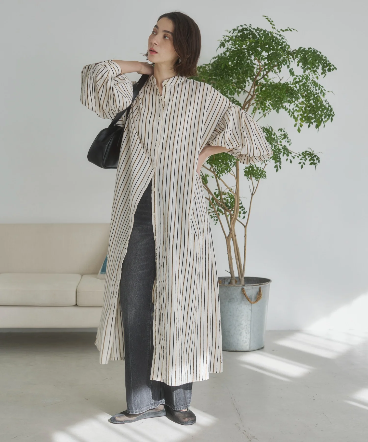 ギャザースリーブシャツワンピース - Image 40