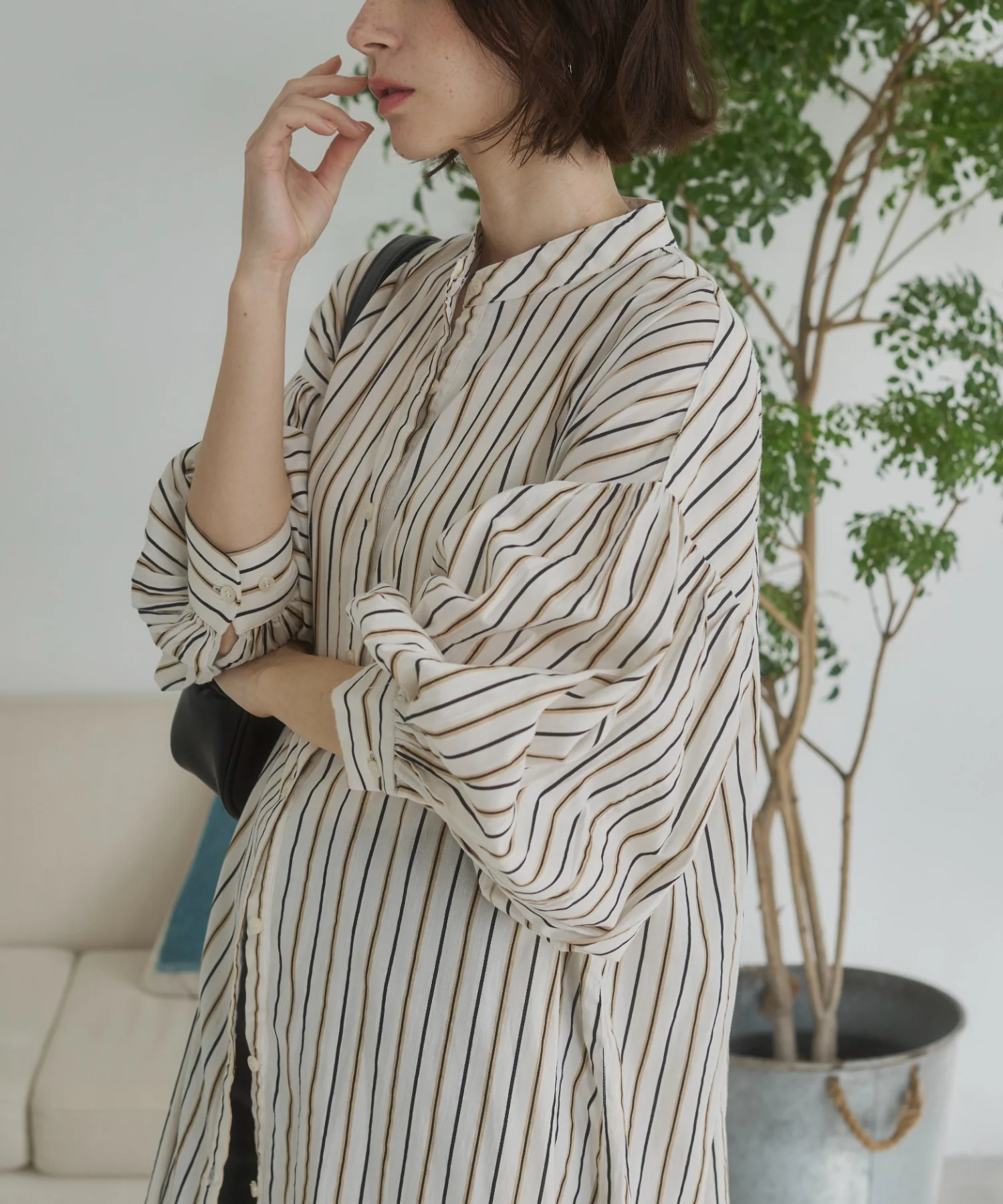 ギャザースリーブシャツワンピース - Image 44