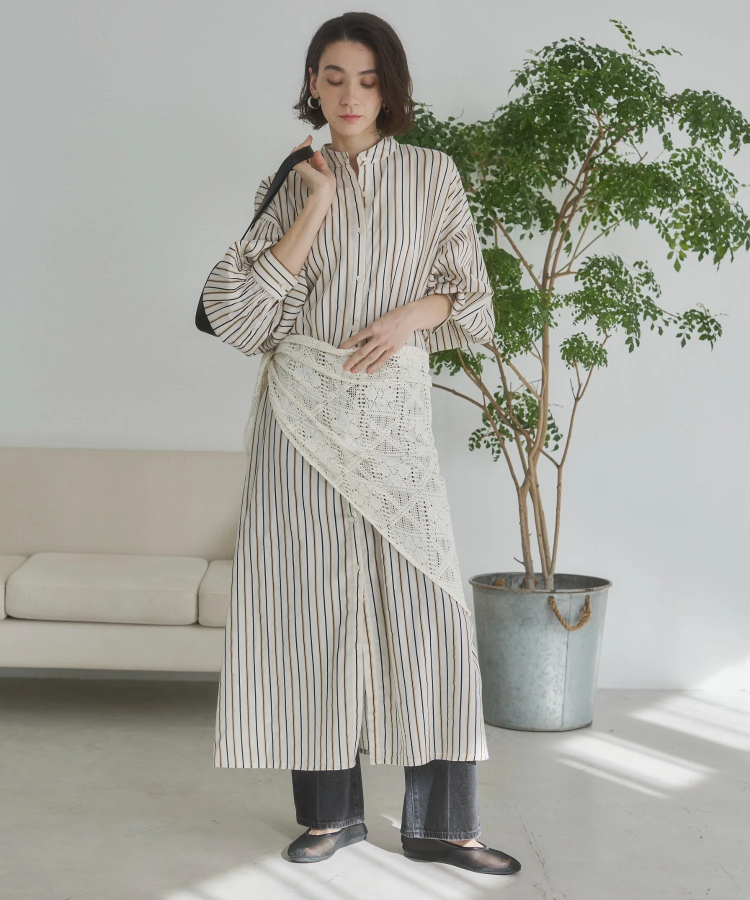 ギャザースリーブシャツワンピース - Image 45