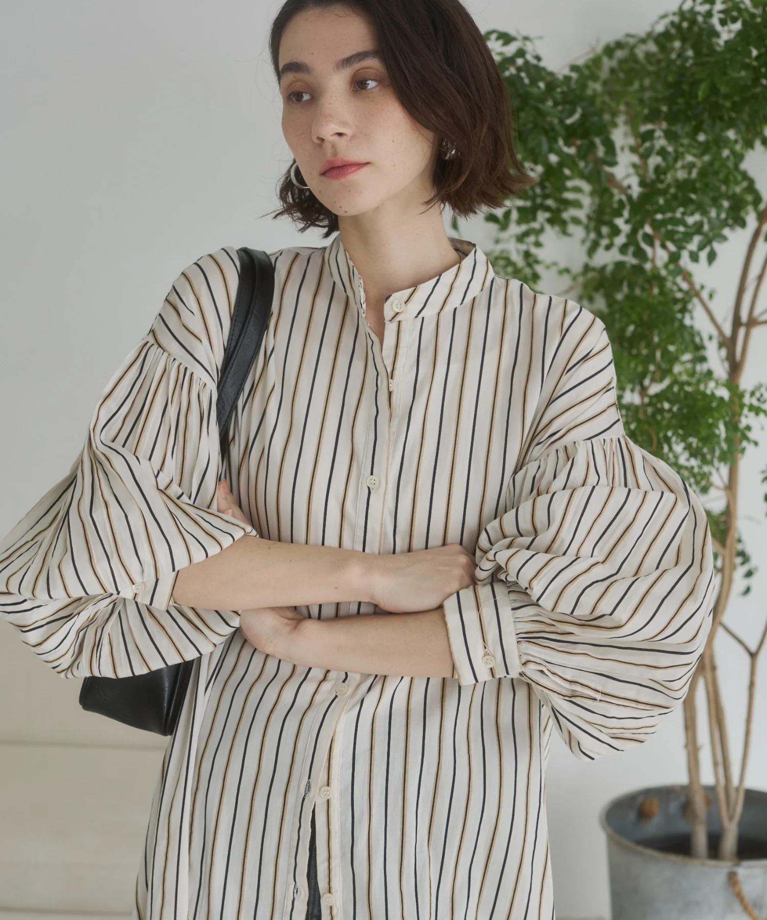 ギャザースリーブシャツワンピース - Image 6