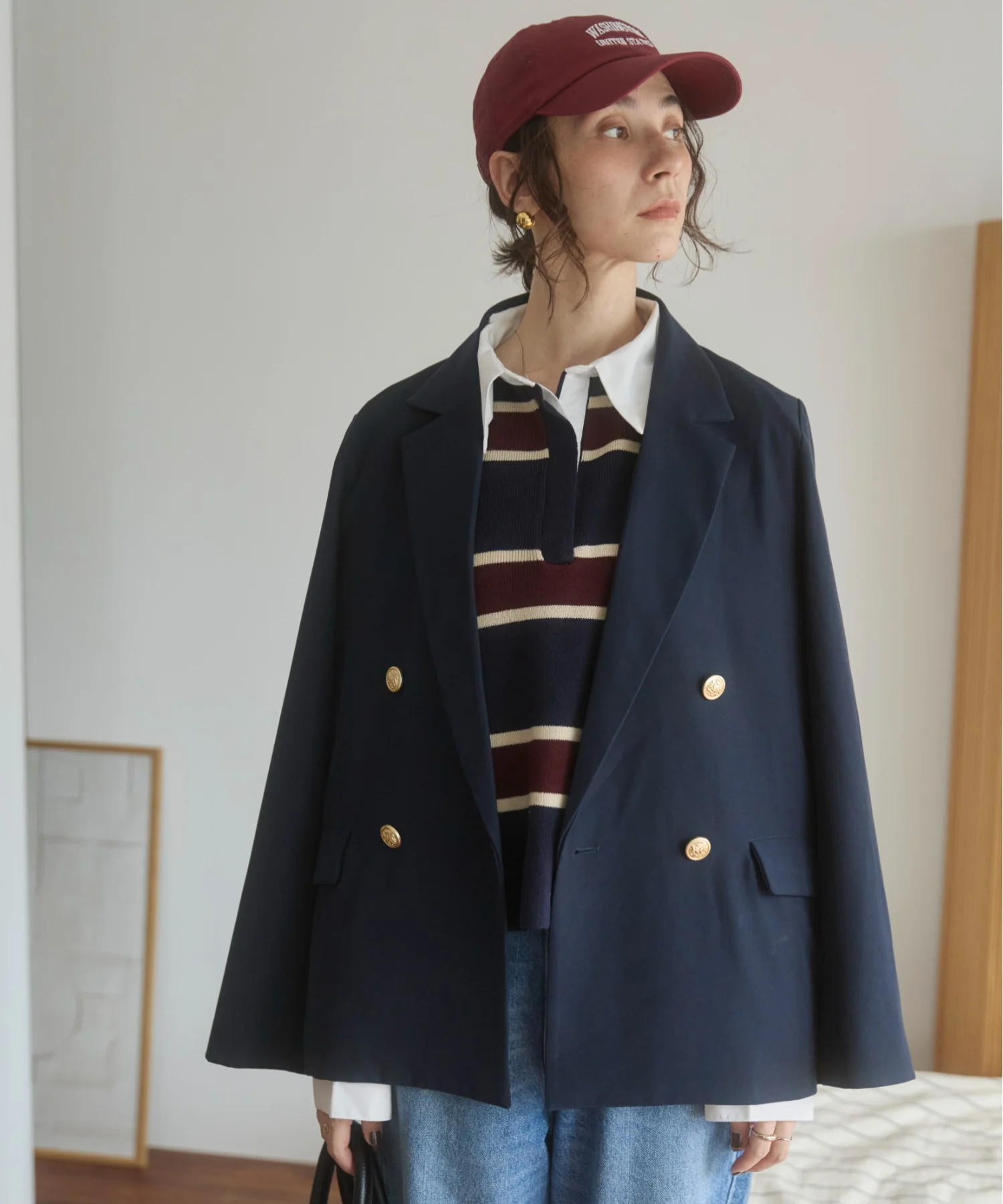 金ボタンダブルブレザージャケット - Image 17