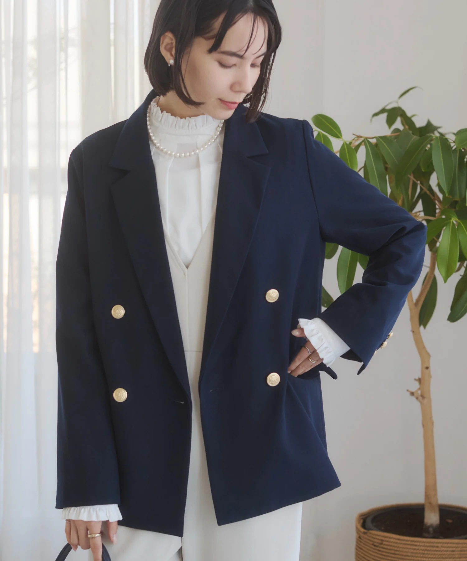 金ボタンダブルブレザージャケット - Image 20