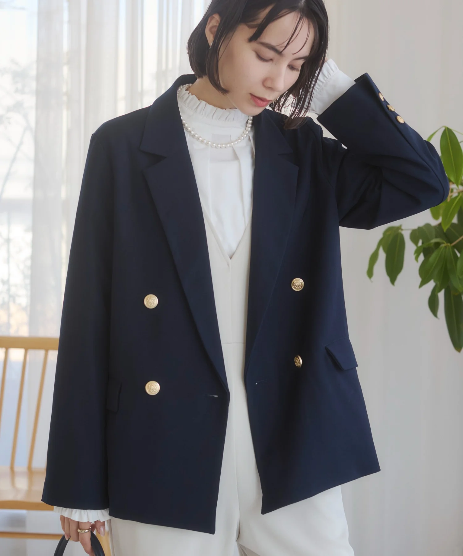 金ボタンダブルブレザージャケット - Image 22