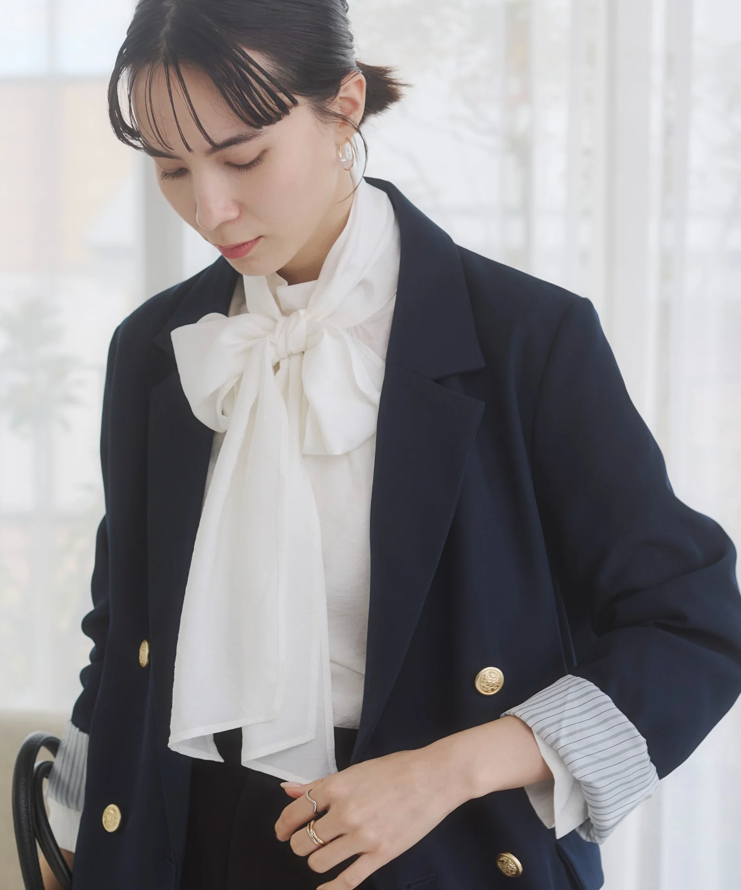 金ボタンダブルブレザージャケット - Image 28