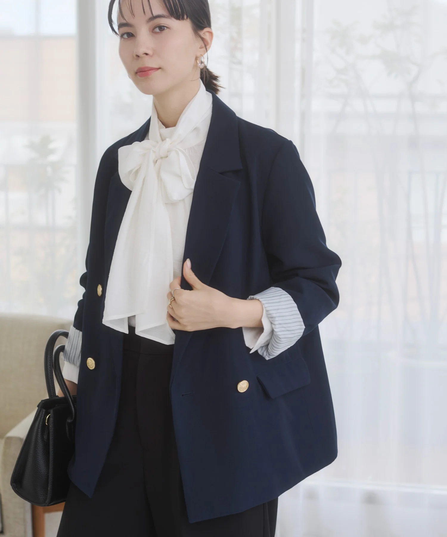 金ボタンダブルブレザージャケット - Image 29