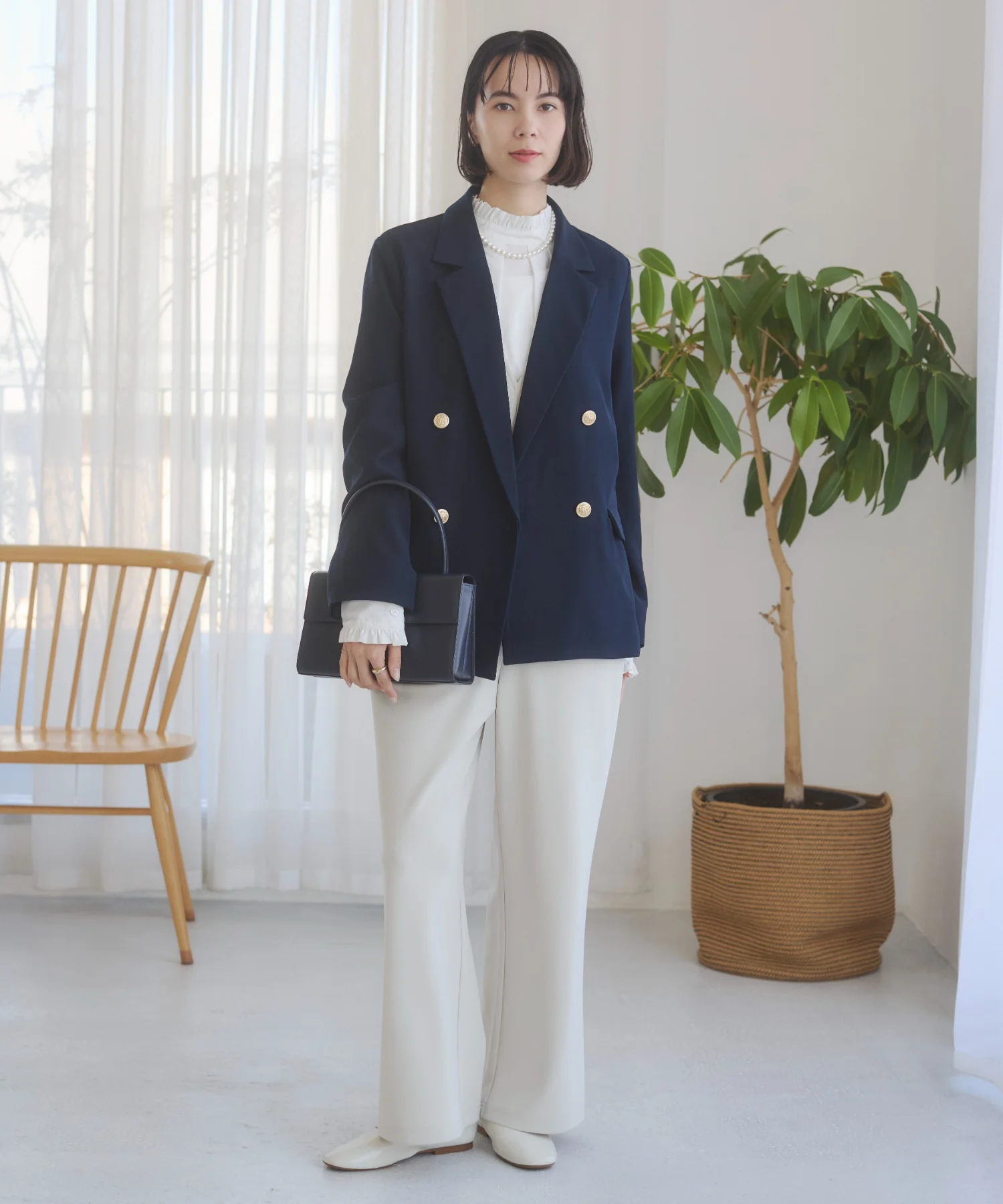 金ボタンダブルブレザージャケット - Image 35