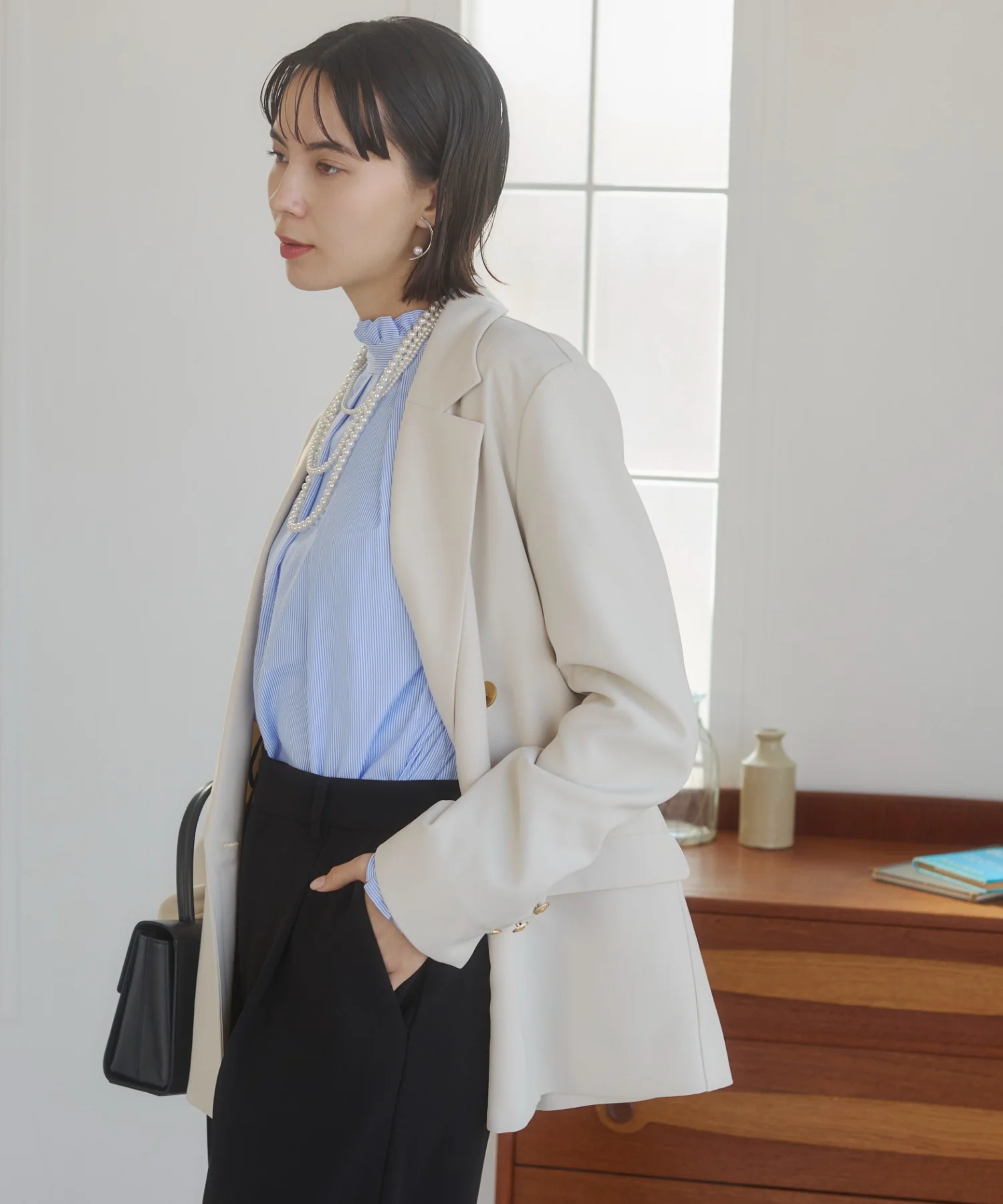 金ボタンダブルブレザージャケット - Image 37