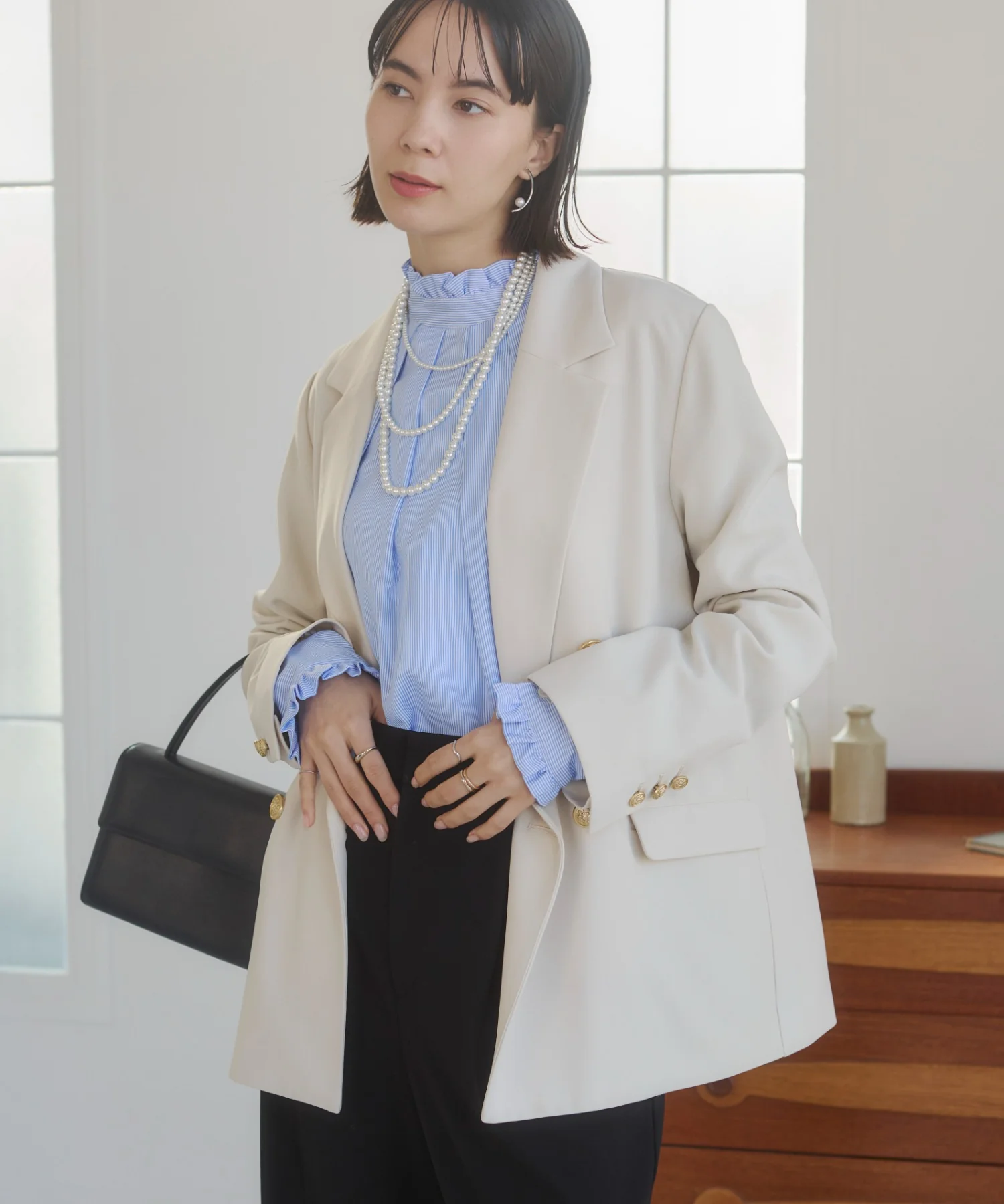 金ボタンダブルブレザージャケット - Image 38