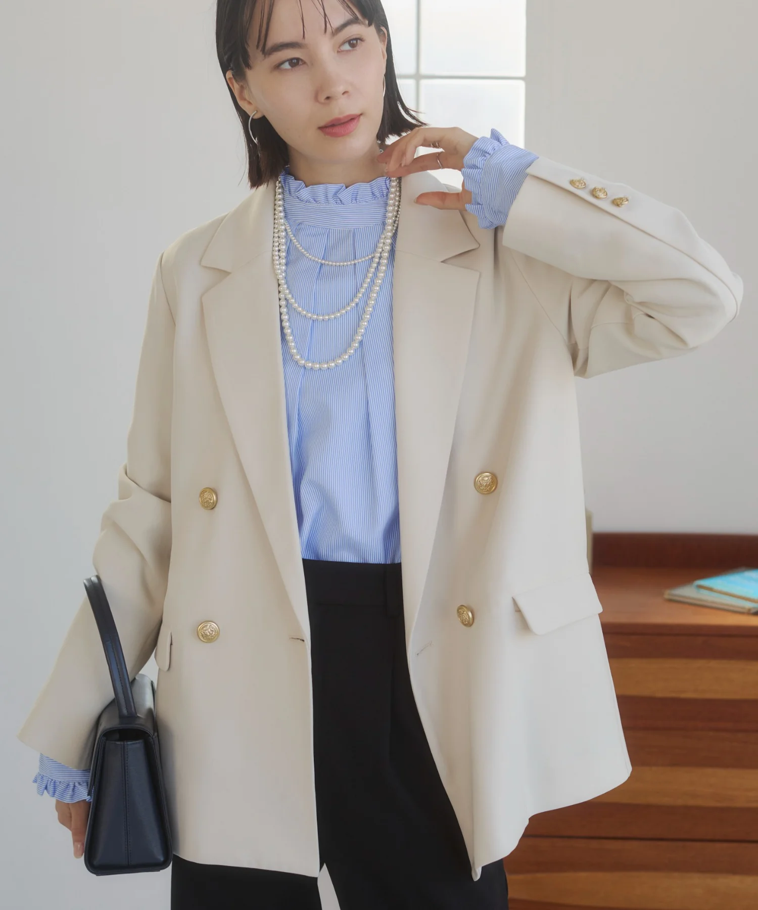 金ボタンダブルブレザージャケット - Image 40