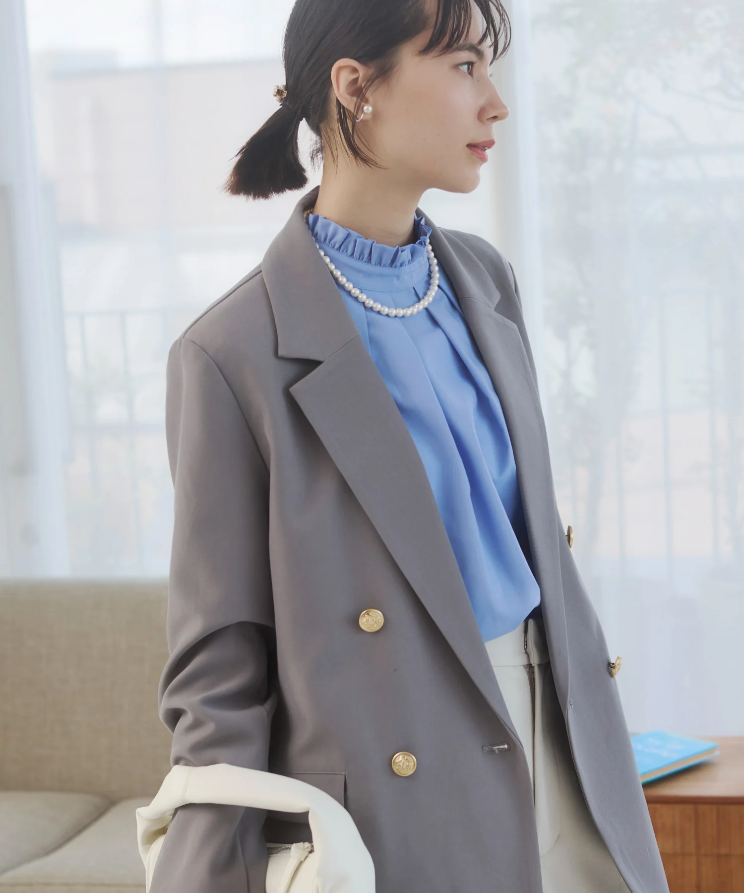 金ボタンダブルブレザージャケット - Image 44