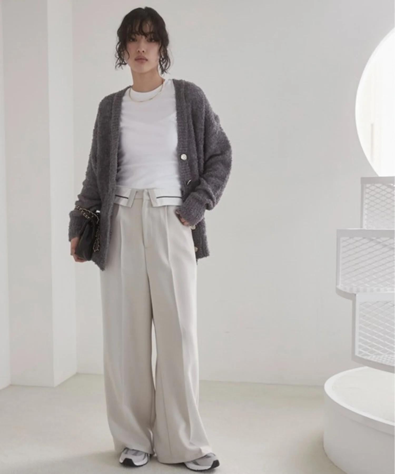 リボンヤーンVネックニットカーディガン - Image 12