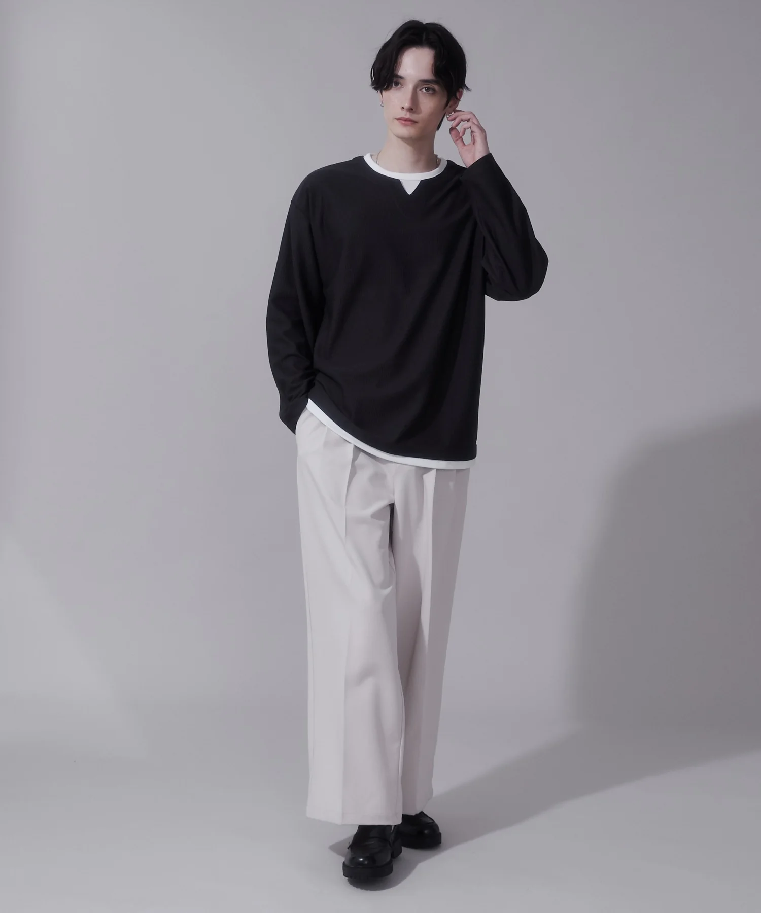 フェイクレイヤードキーネックT（LS） - Image 18