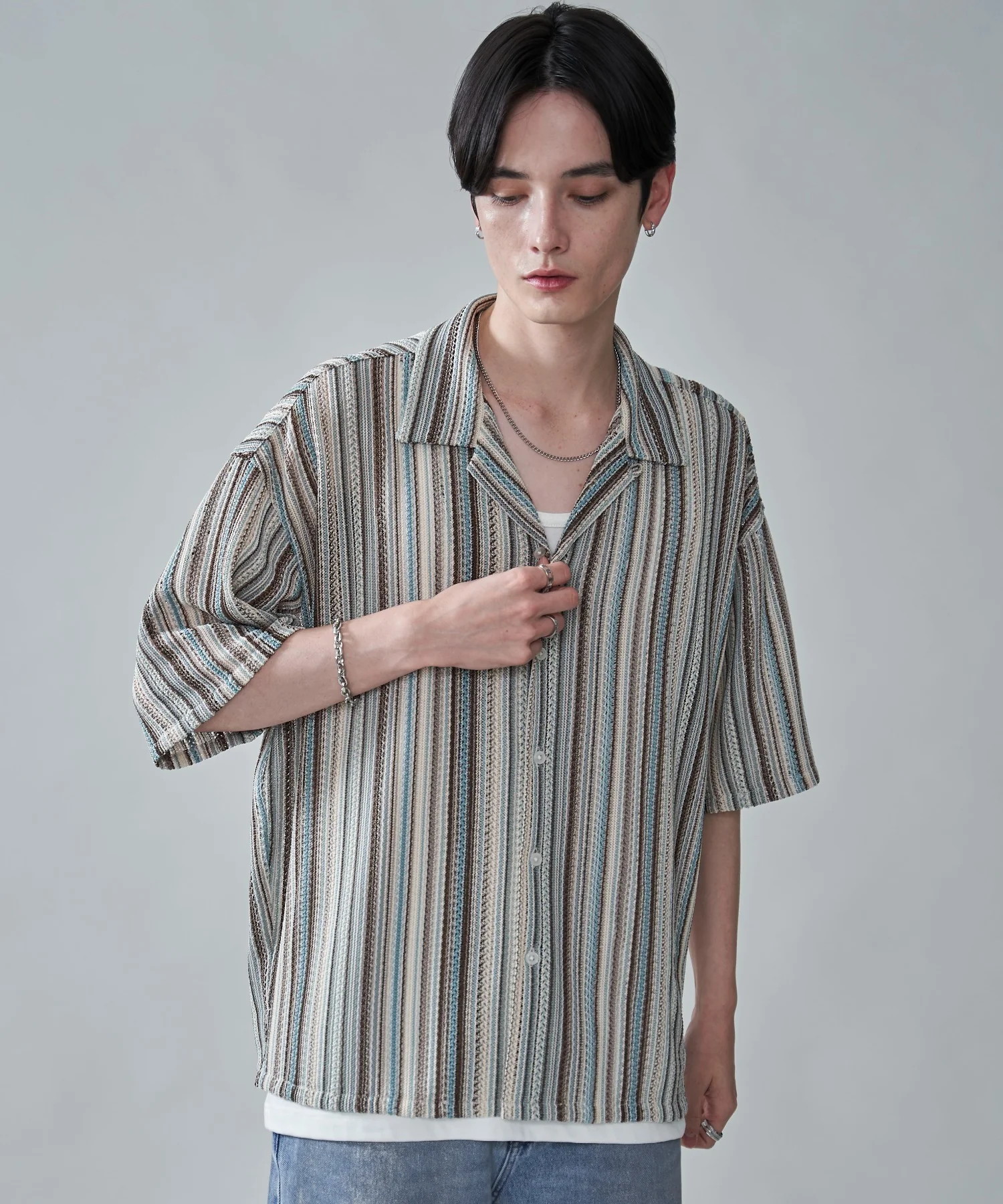 ストライプメッシュBIGシャツ（SS） - Image 12