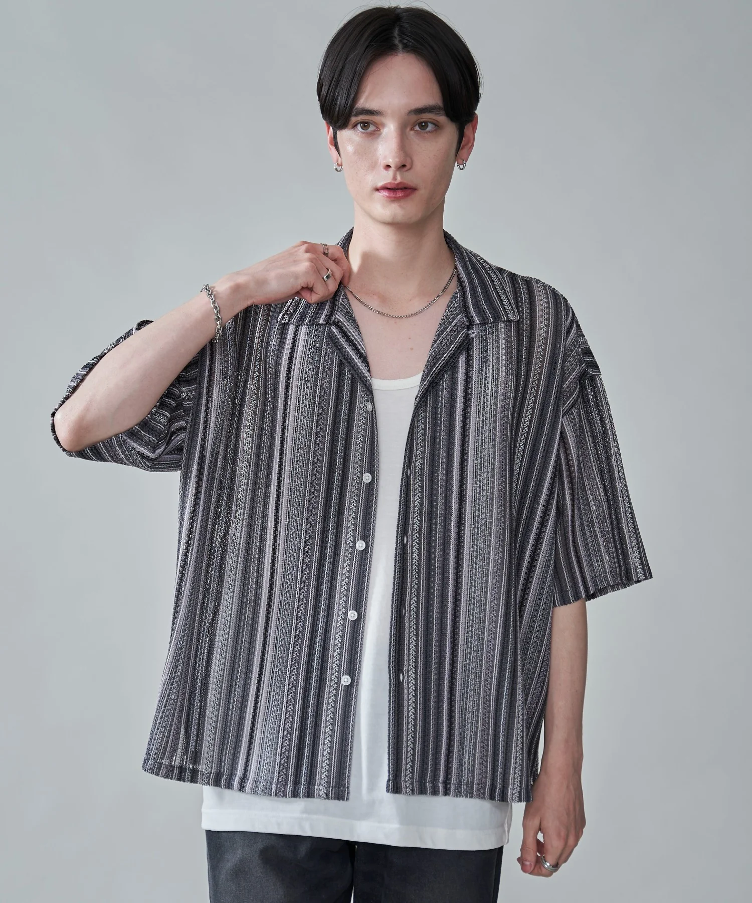 ストライプメッシュBIGシャツ（SS） - Image 17