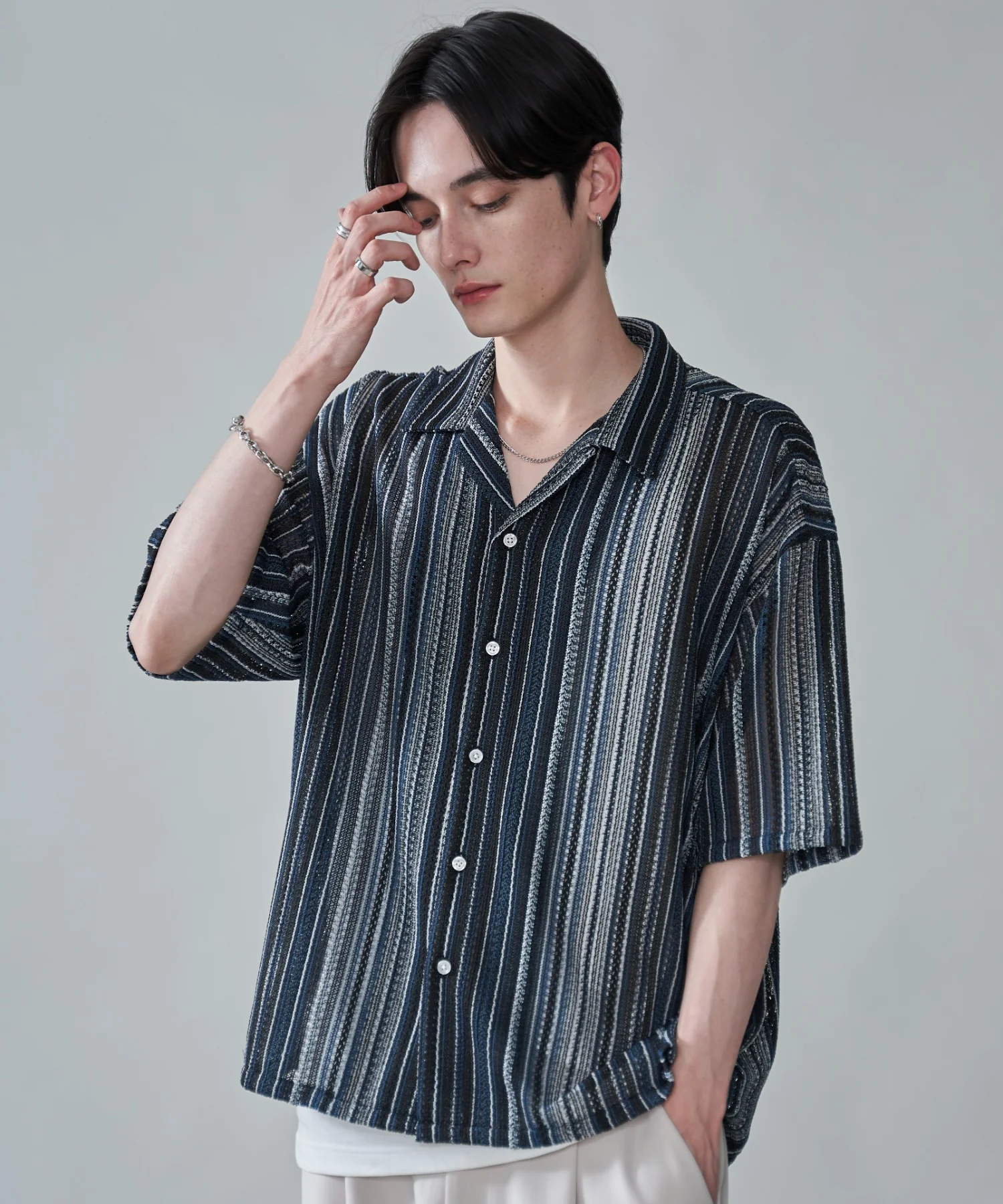 ストライプメッシュBIGシャツ（SS） - Image 3