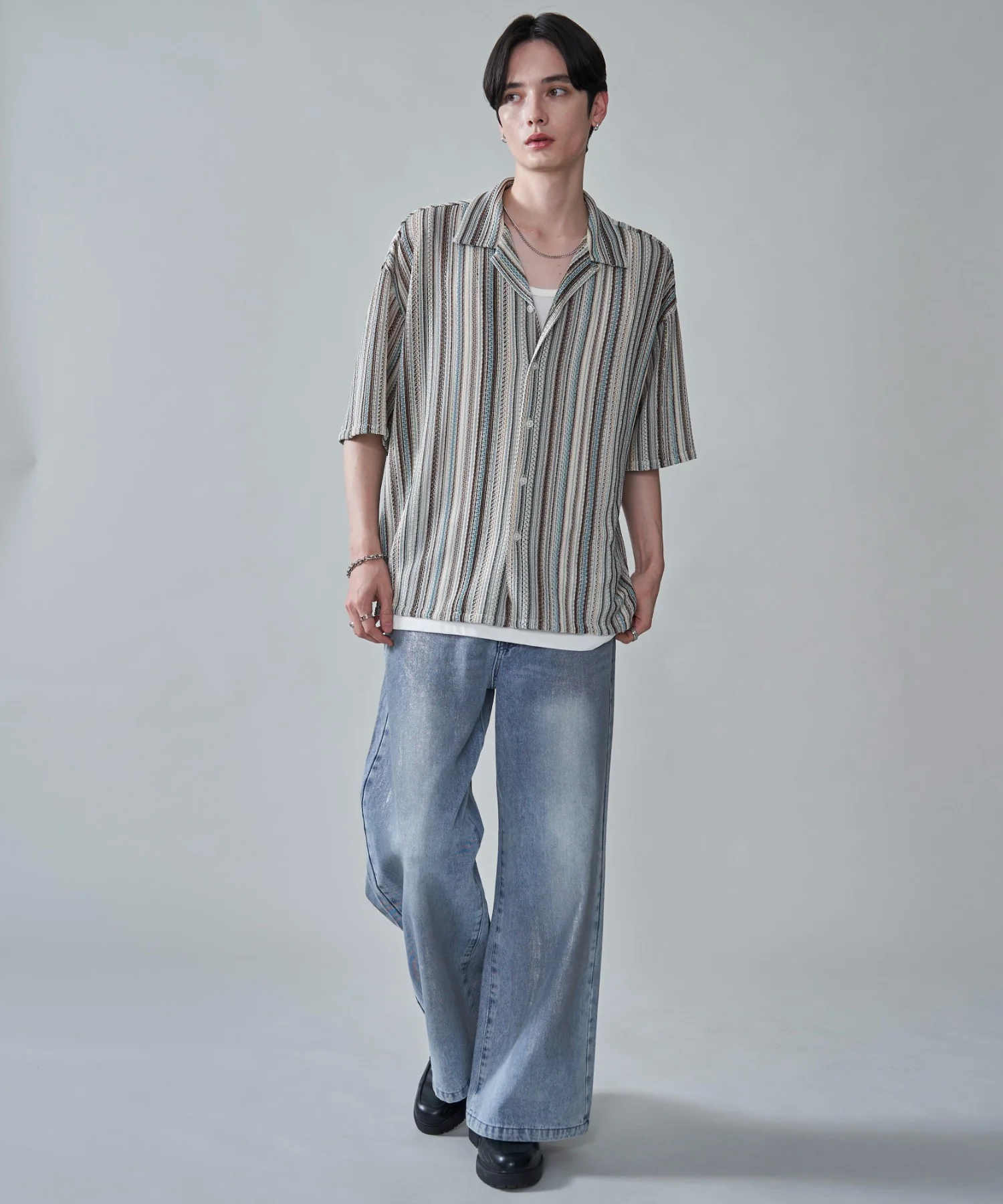 ストライプメッシュBIGシャツ（SS） - Image 4