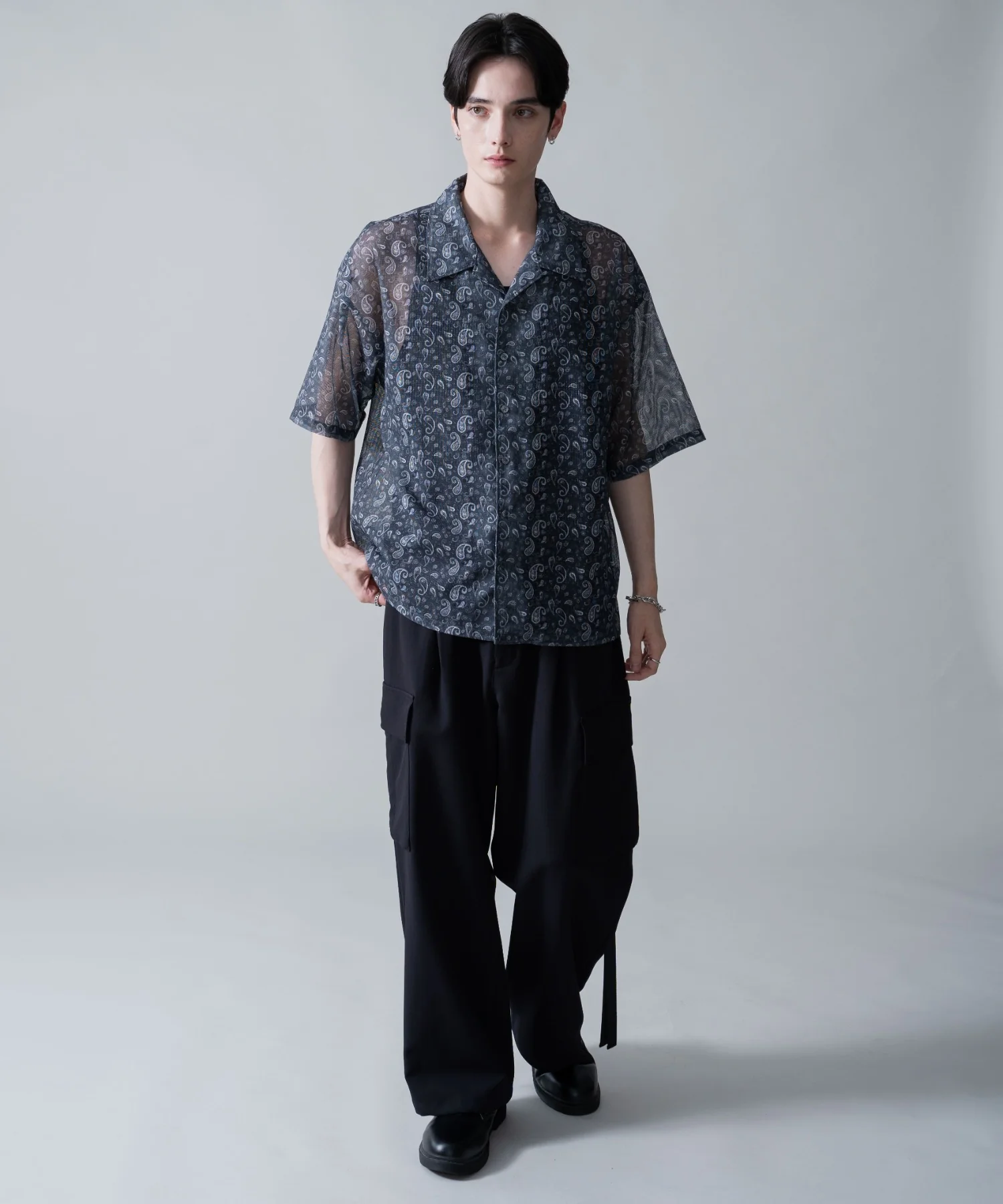 メッシュパターンオープンカラーシャツ（SS） - Image 3