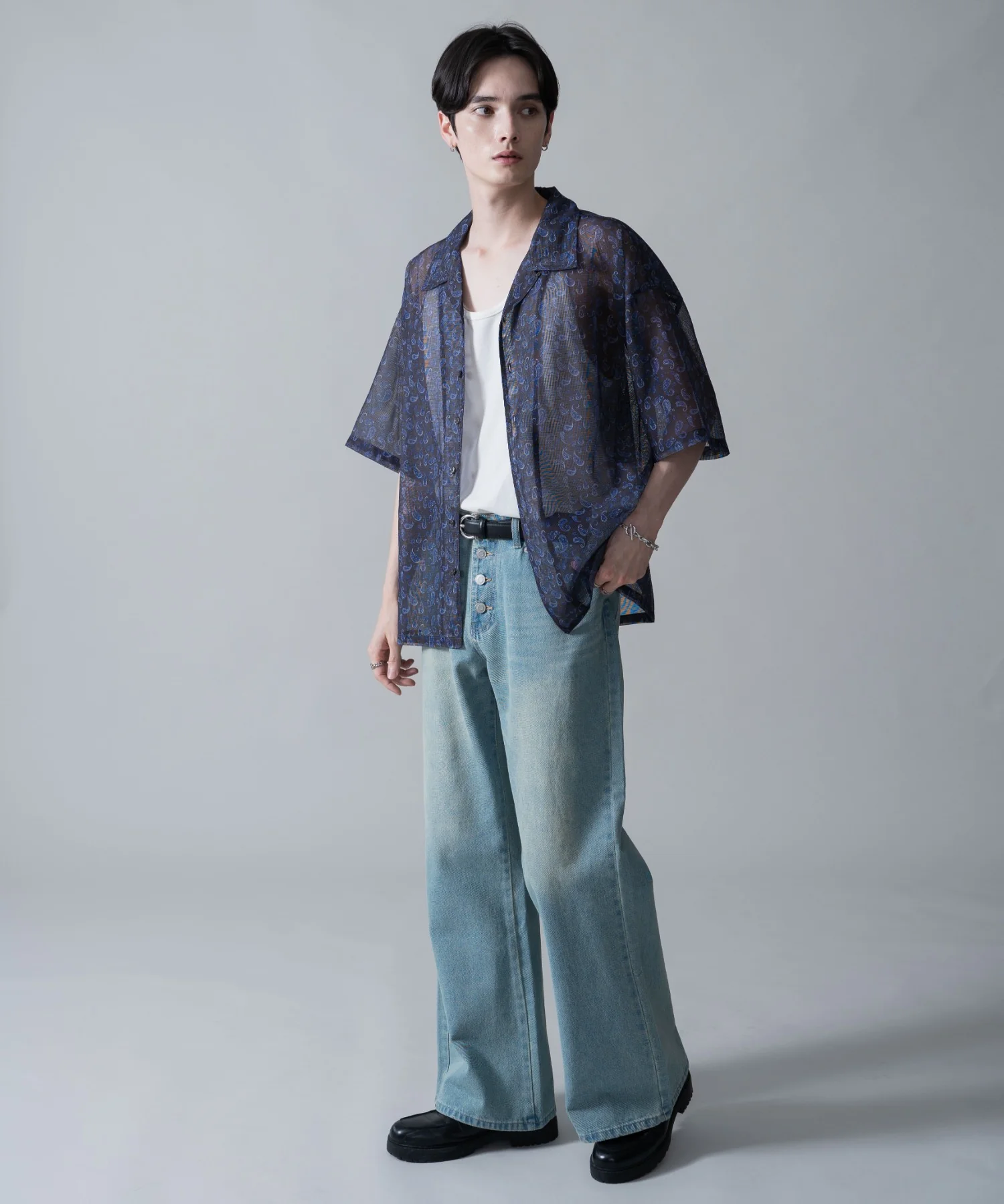 メッシュパターンオープンカラーシャツ（SS） - Image 4