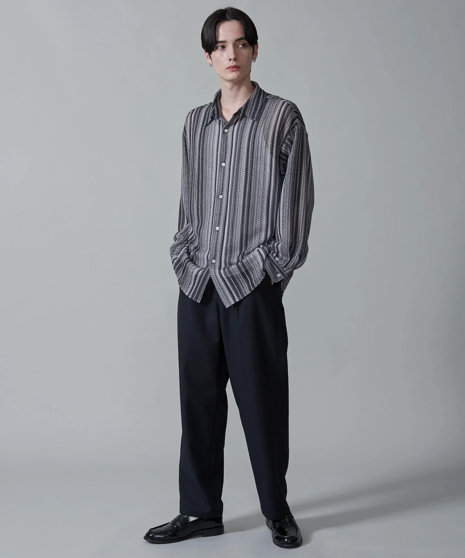 ストライプメッシュBIGシャツ（LS） - Image 5