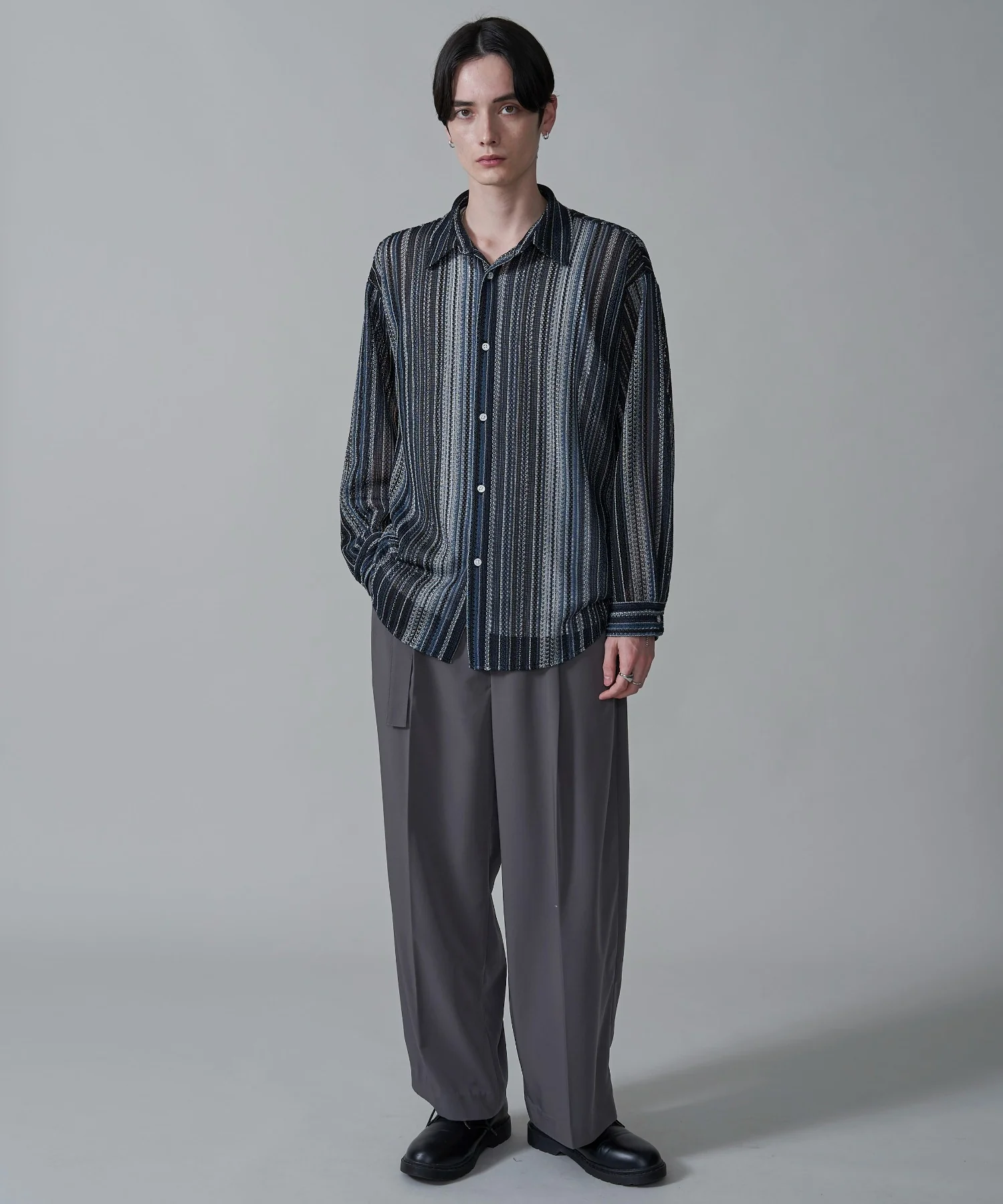 ストライプメッシュBIGシャツ（LS） - Image 6