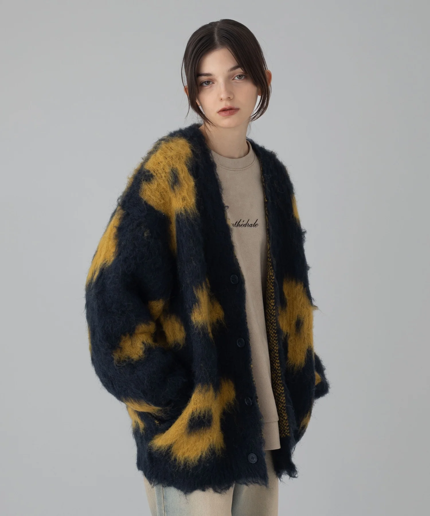 モヘアタッチパターンカーディガン - Image 2