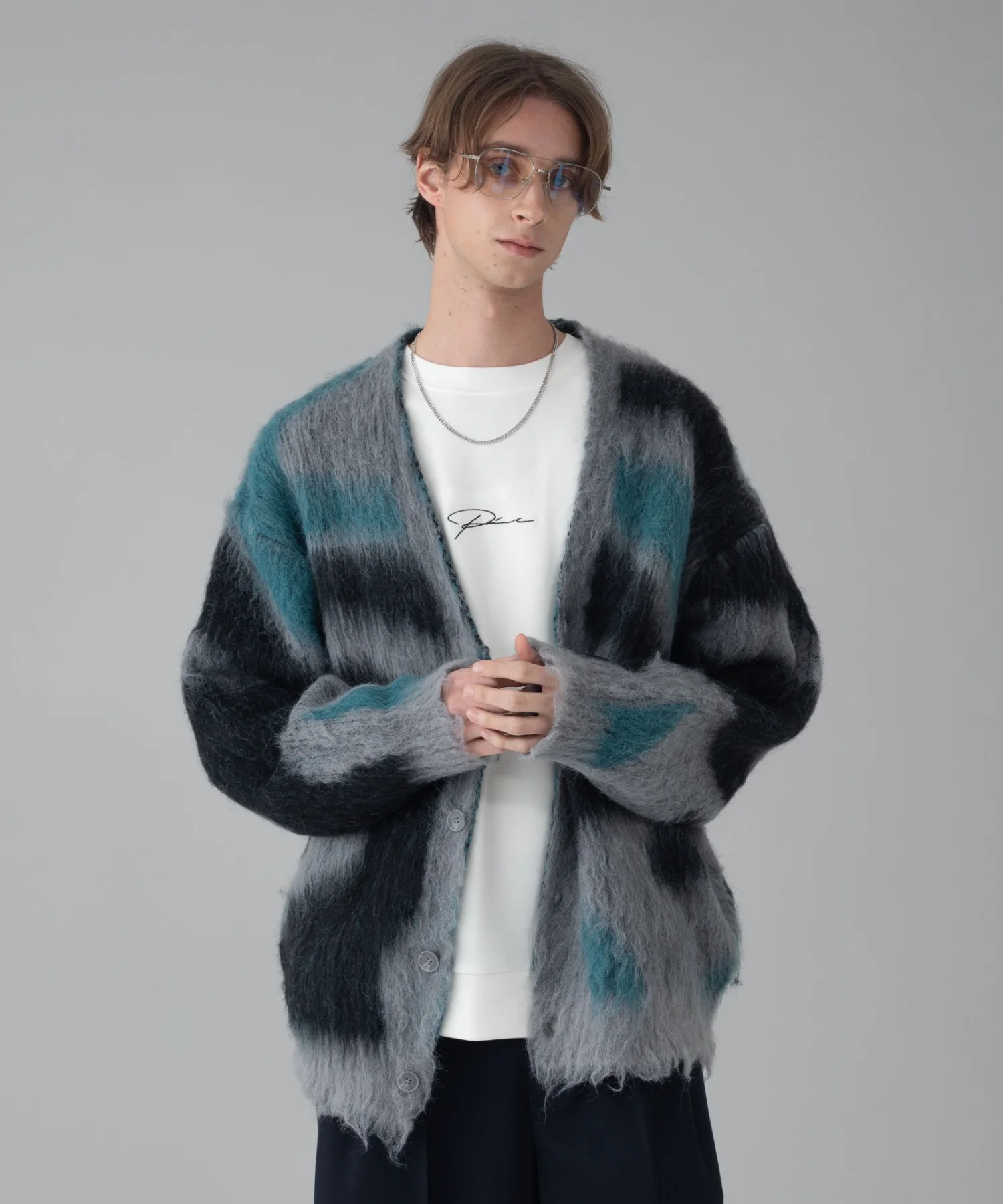 モヘアタッチパターンカーディガン - Image 4