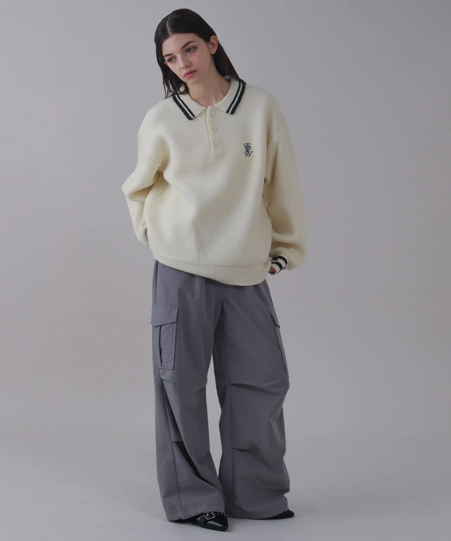 ワンポイント刺繍ニットポロ - Image 3