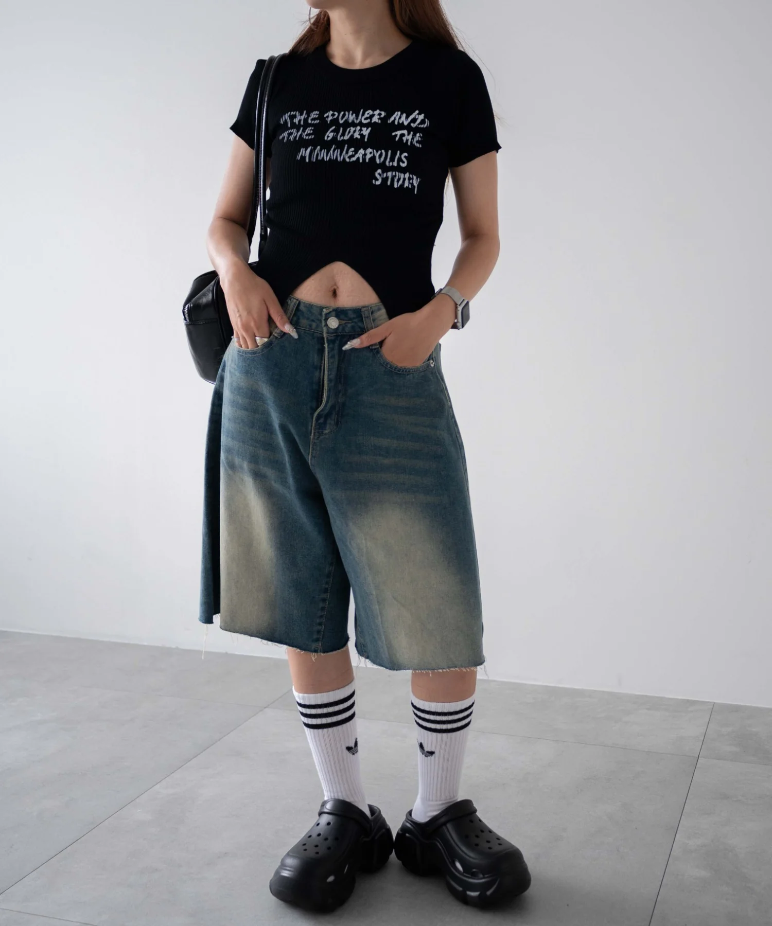 ウオッシュドデニムハーフパンツ - Image 9