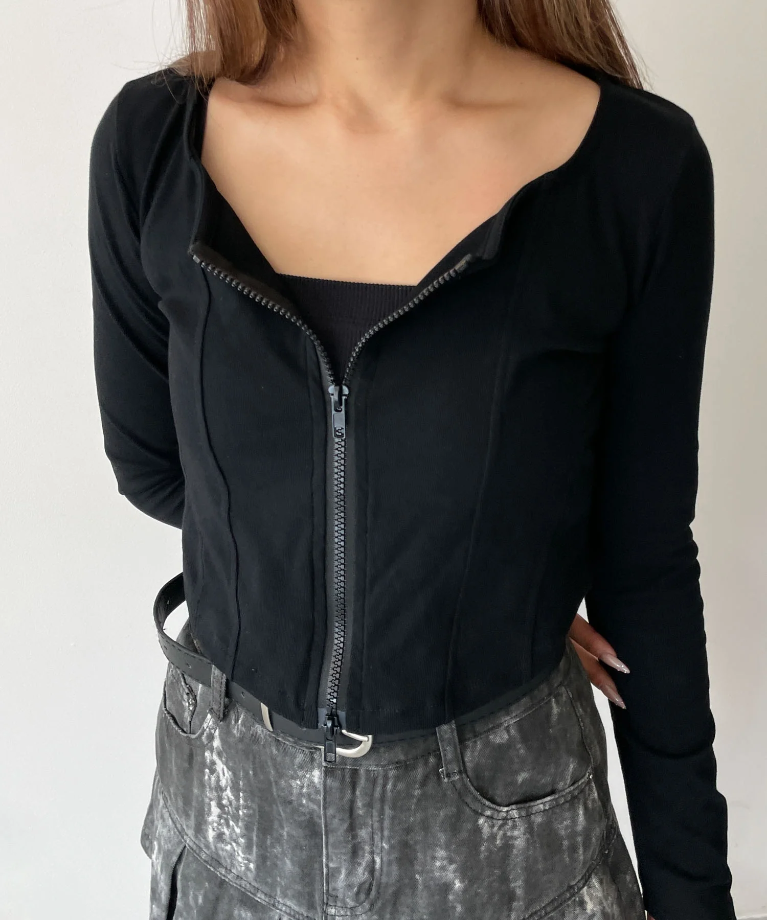 WジップカーブヘムスリーブロンT - Image 14