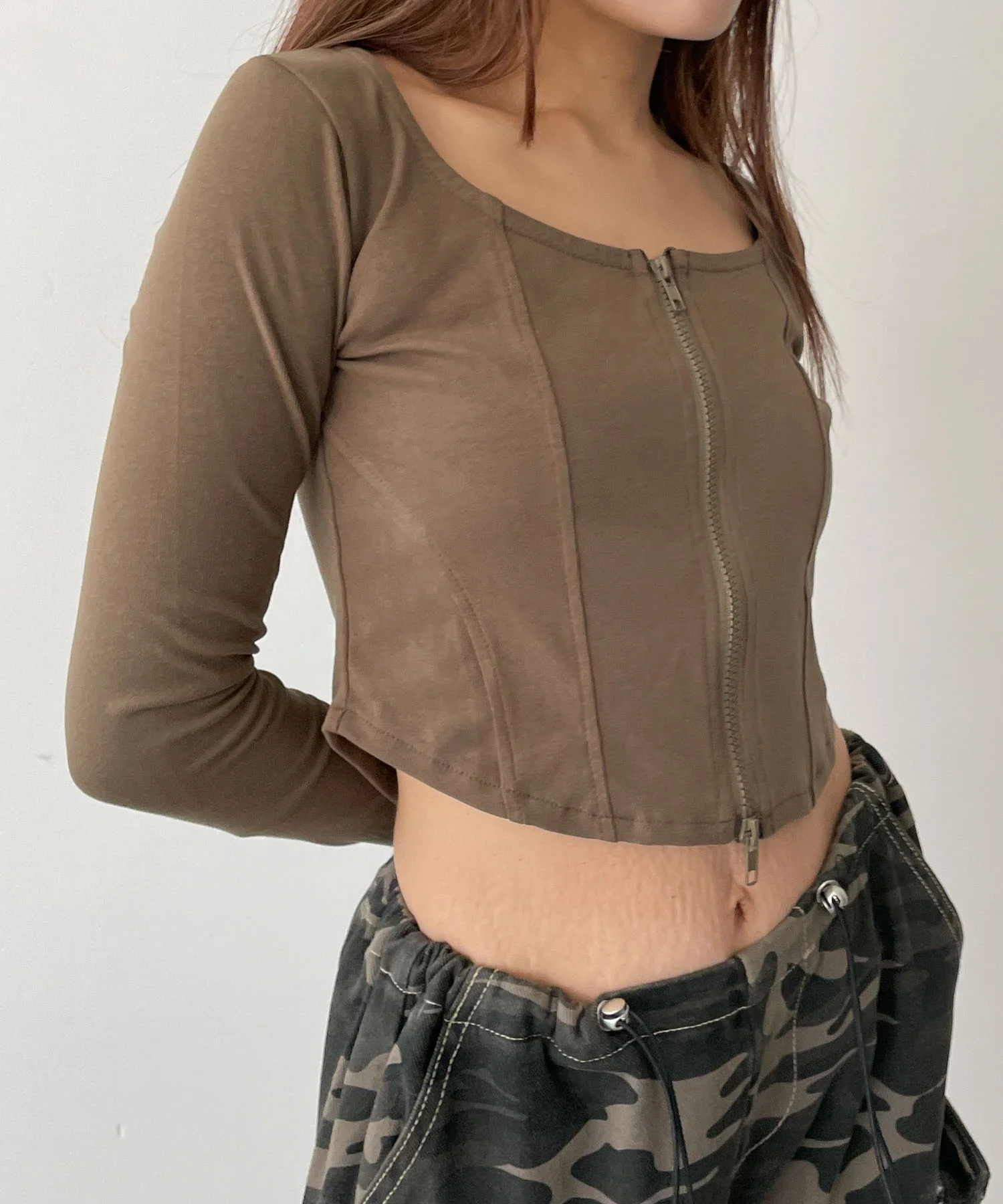 WジップカーブヘムスリーブロンT - Image 6