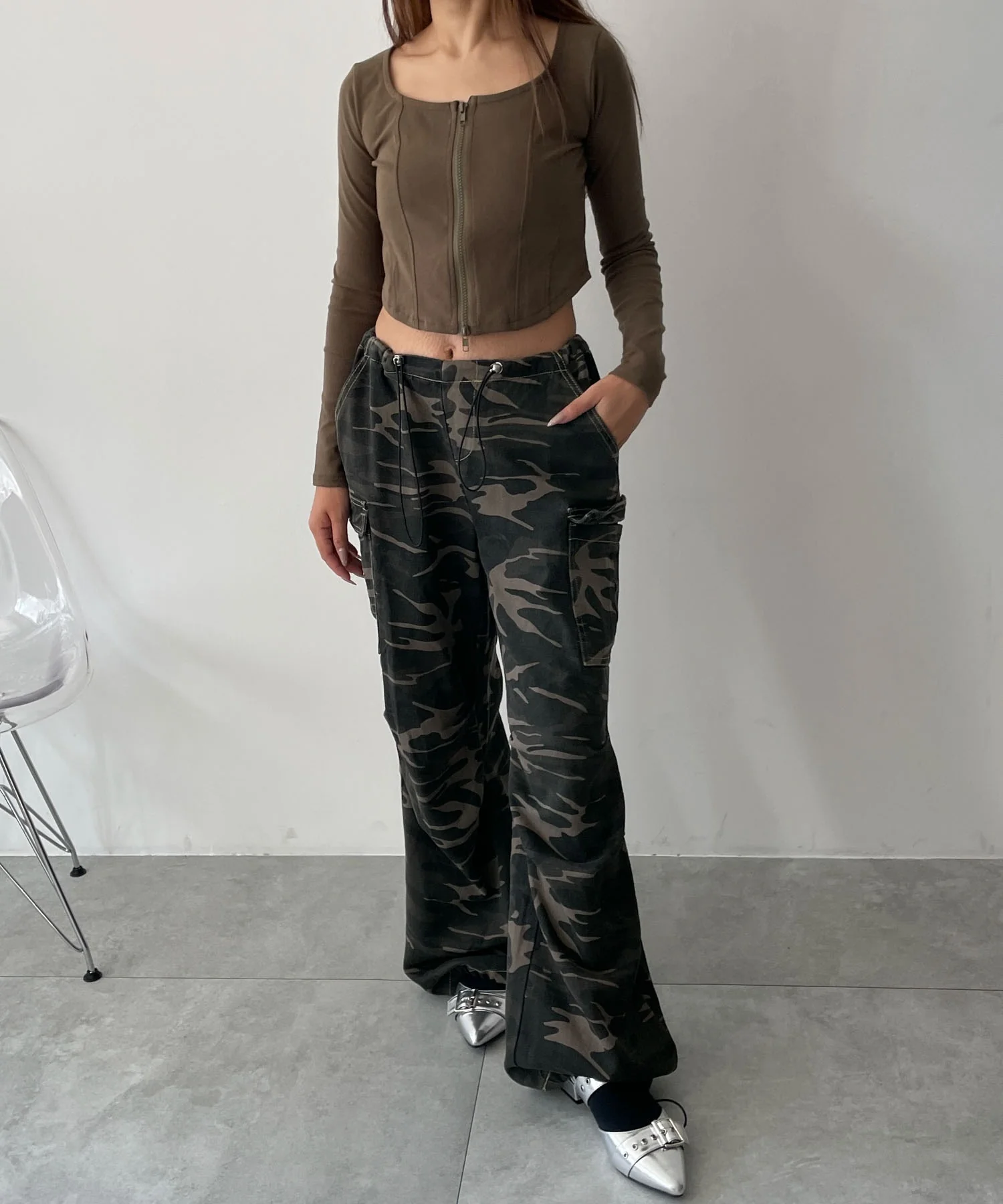 WジップカーブヘムスリーブロンT - Image 9