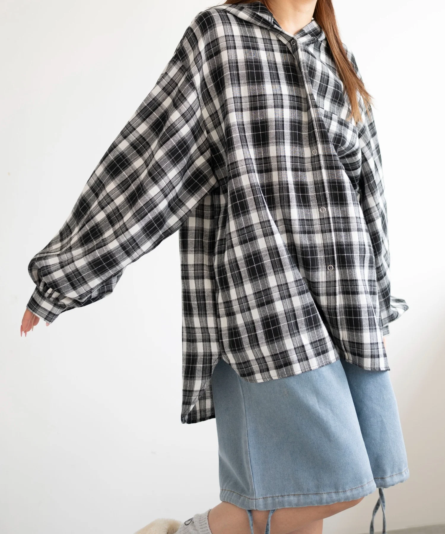 キャップフーディーチェックシャツ - Image 10