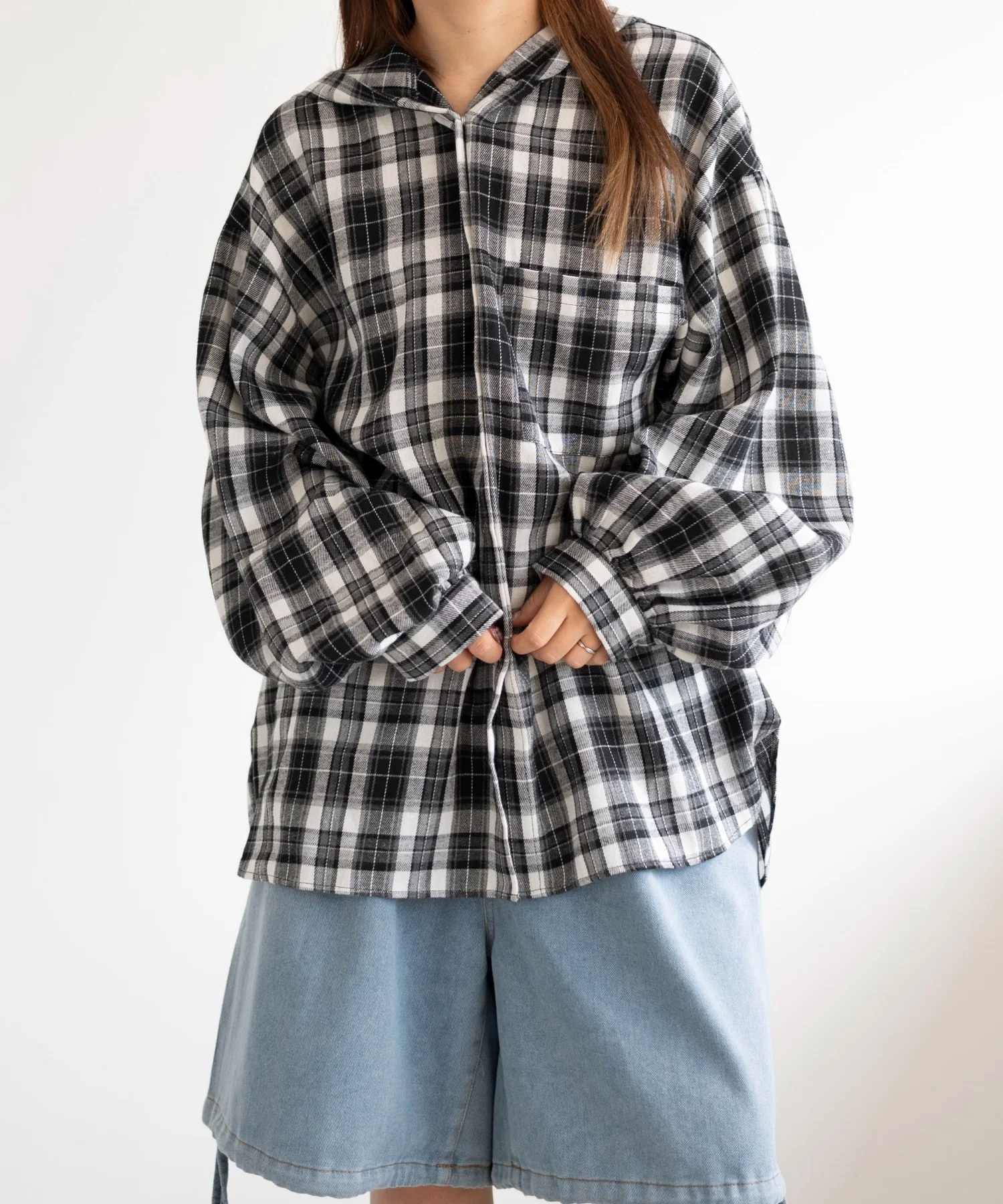 キャップフーディーチェックシャツ - Image 11
