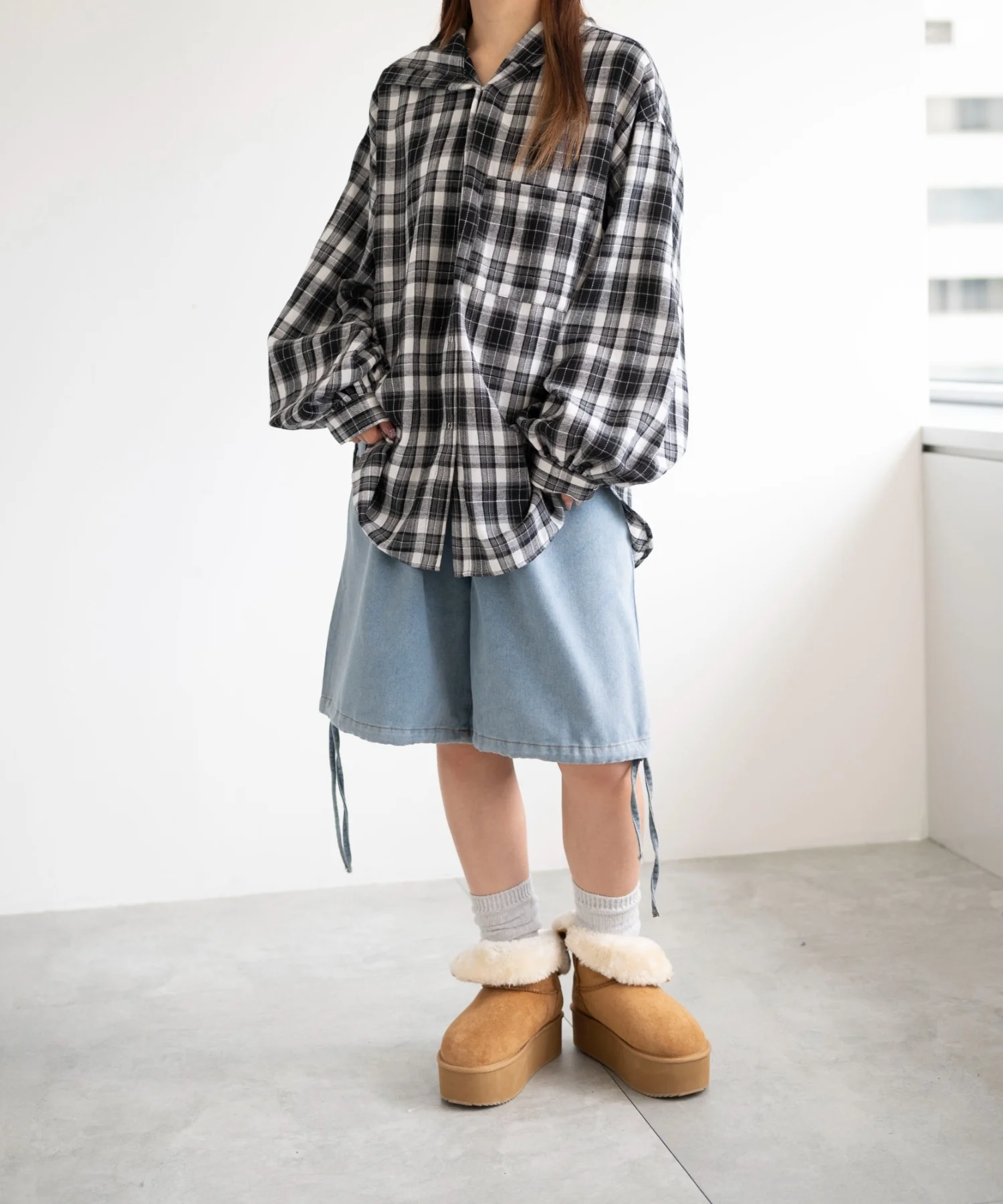 キャップフーディーチェックシャツ - Image 4