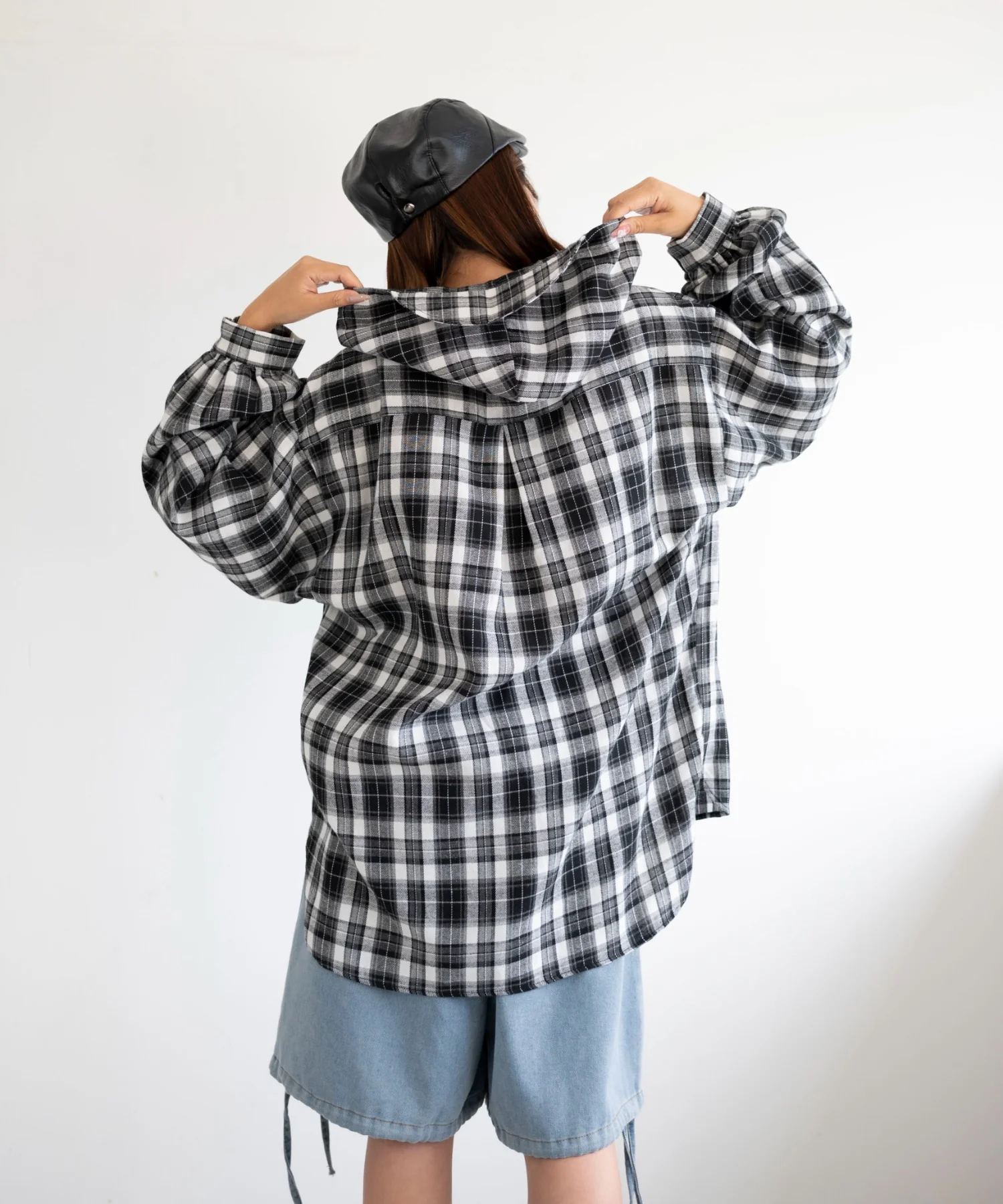 キャップフーディーチェックシャツ - Image 9