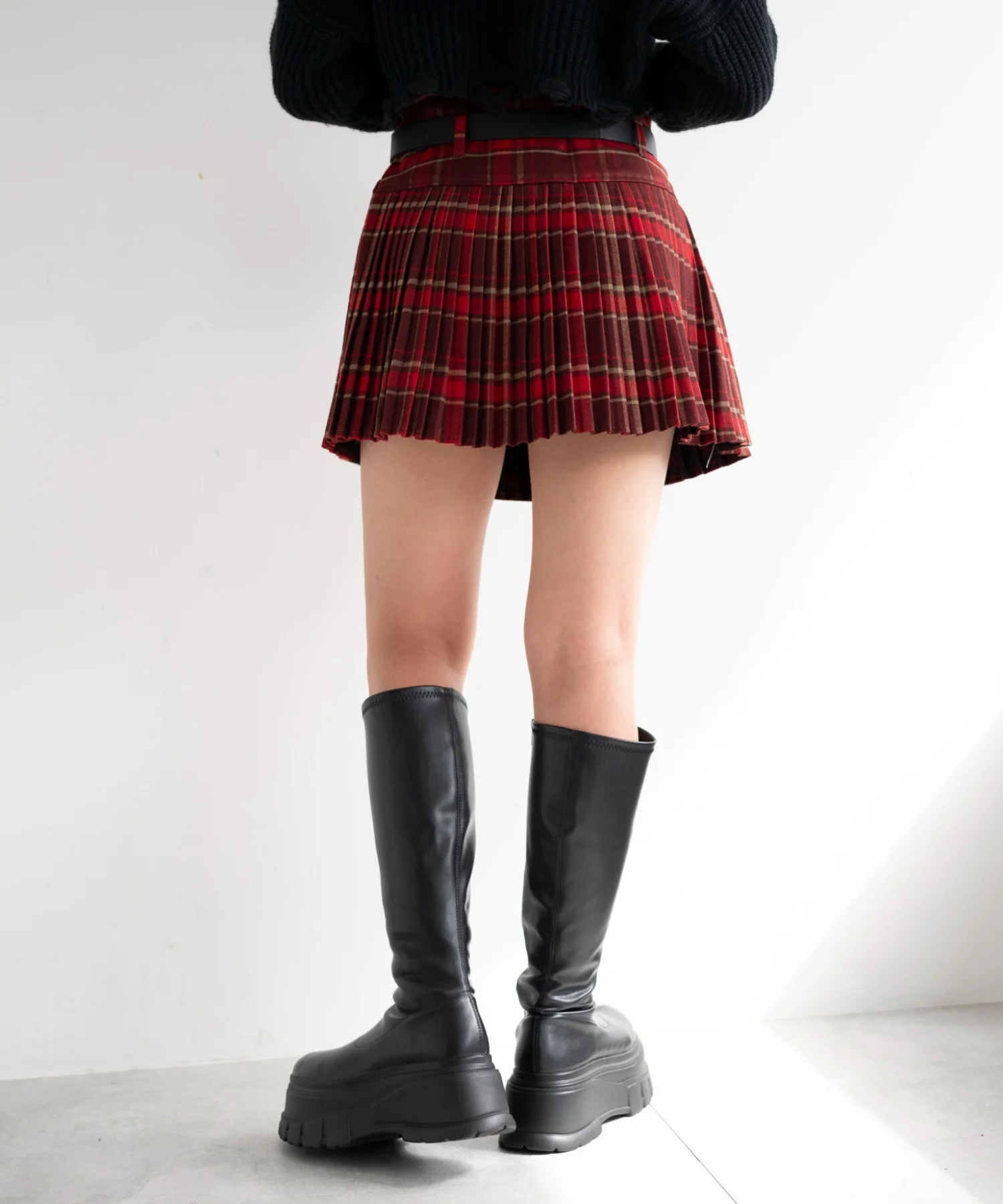 ベルト付きチェックプリーツミニスカパン - Image 12