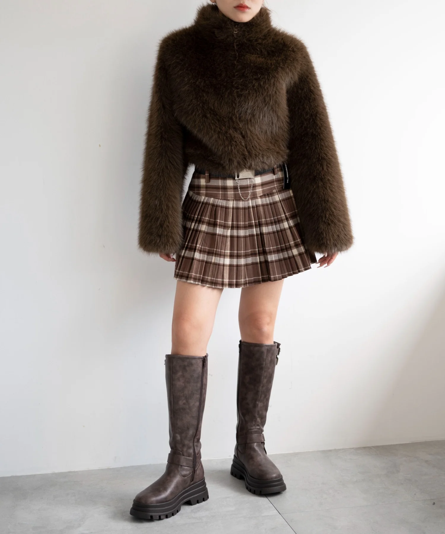 ベルト付きチェックプリーツミニスカパン - Image 9