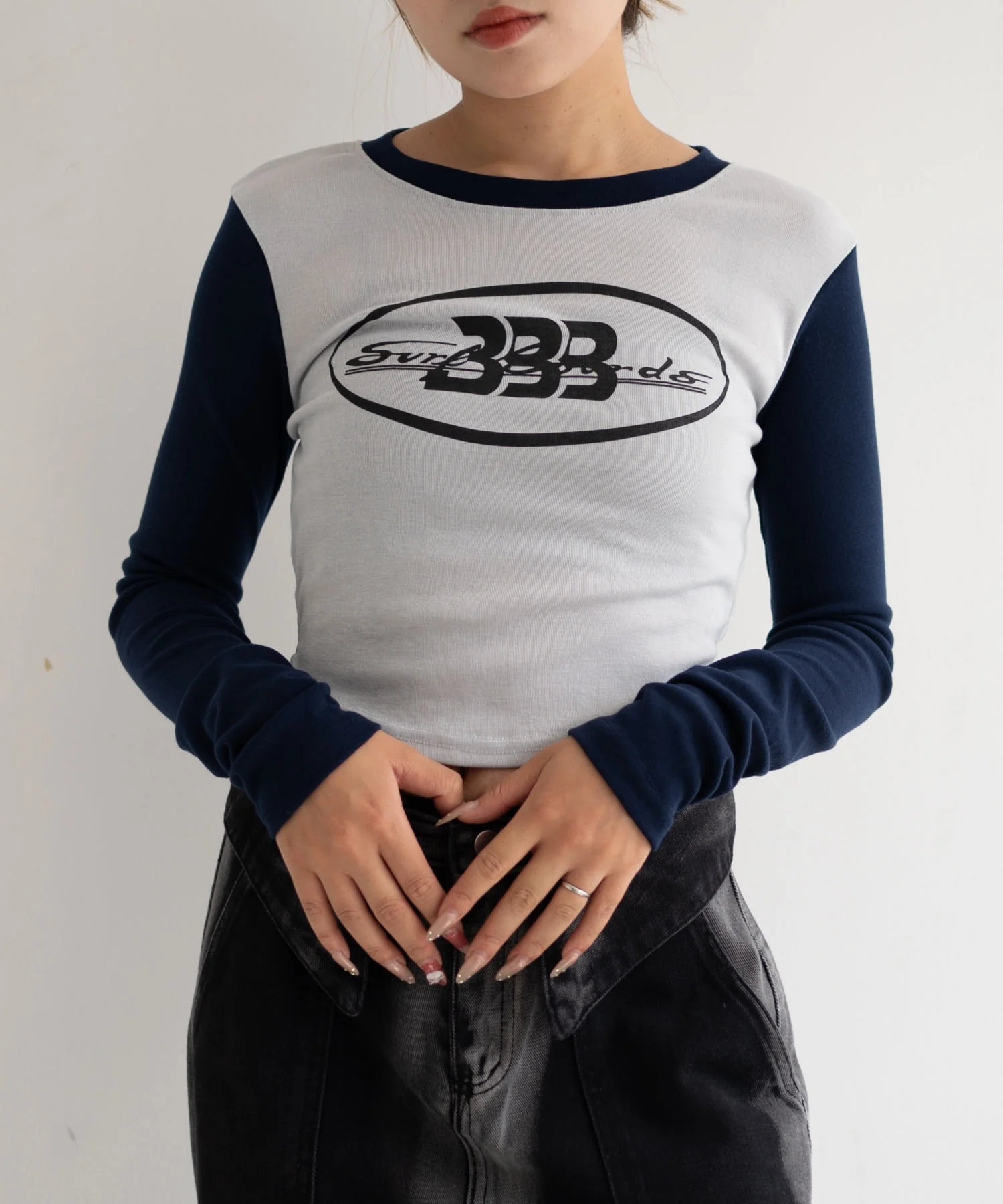 BBB2トーンカラースリーブトップス
