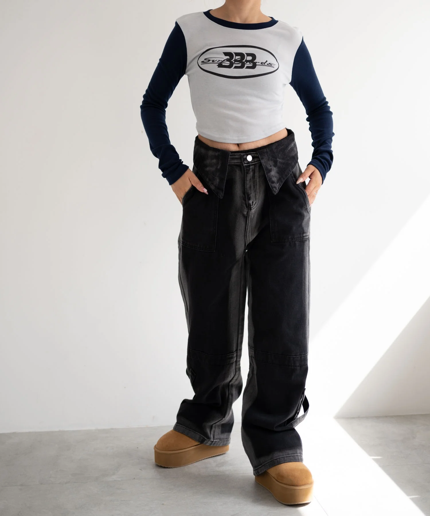 BBB2トーンカラースリーブトップス - Image 3